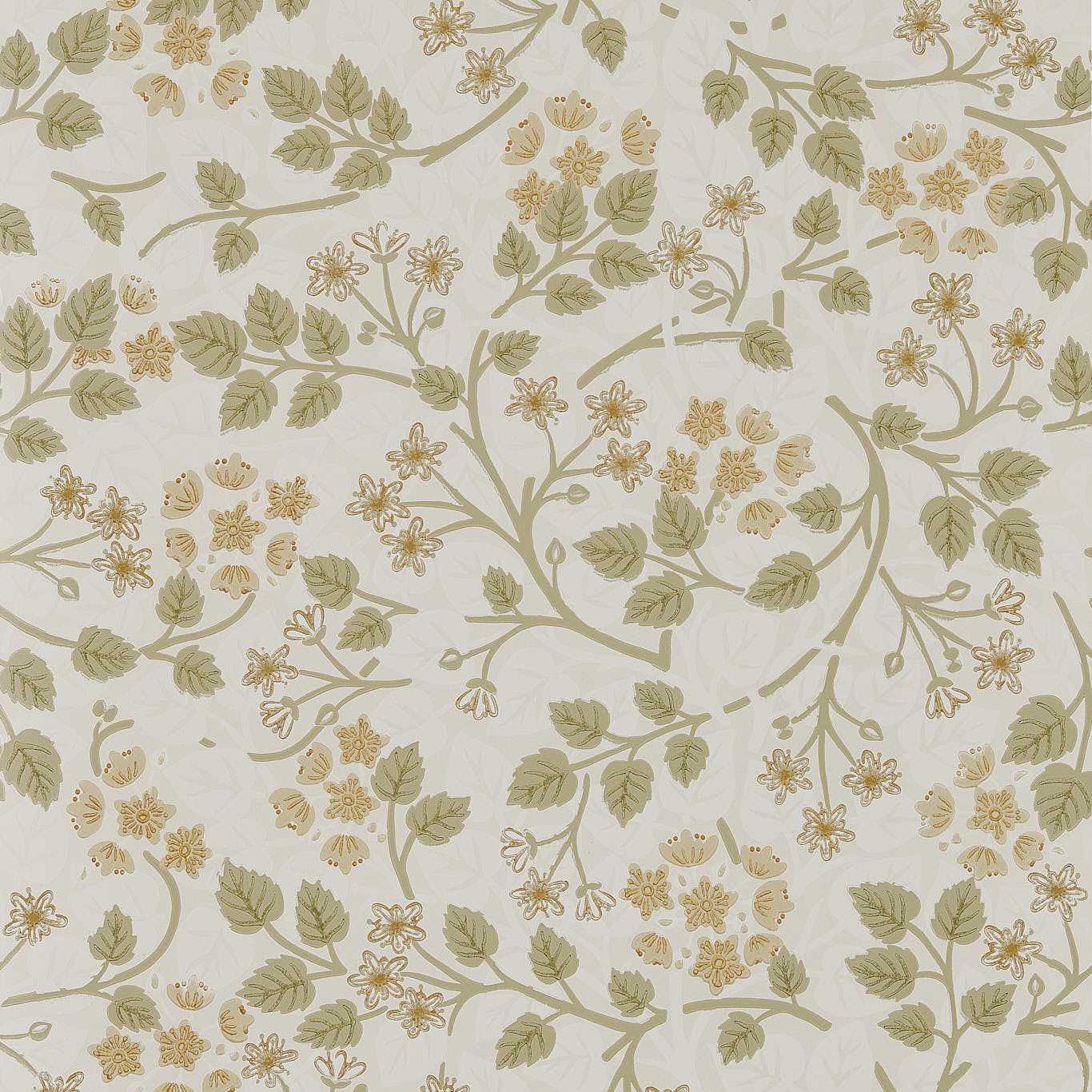 SANDERSON Silver Lime Wallpaper Classic Floral Lichen Surflex-Printed Wallpaper - DHIP217515