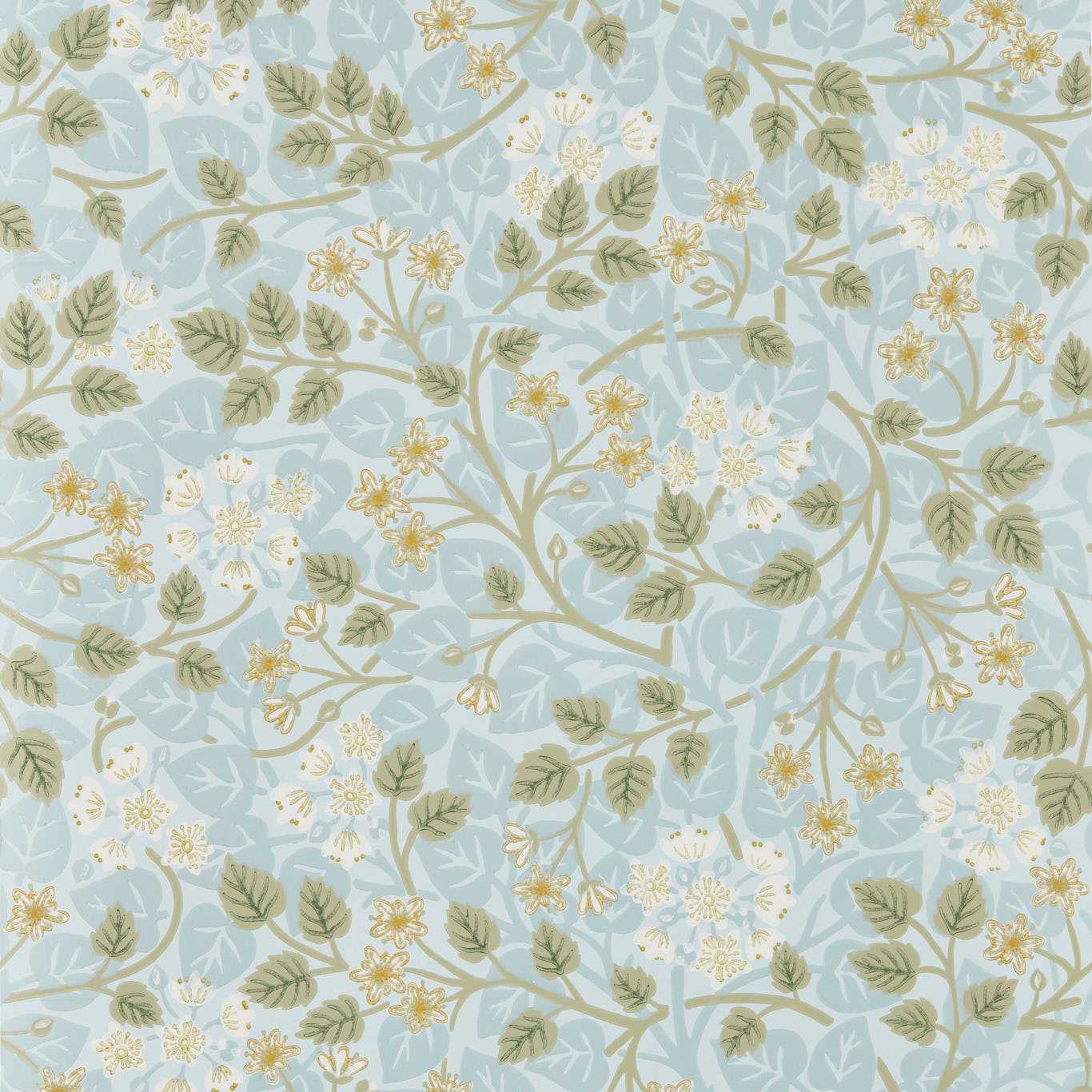 SANDERSON Silver Lime Wallpaper Classic Floral Mineral,Gooseberry Surflex-Printed Wallpaper - DHIP217517