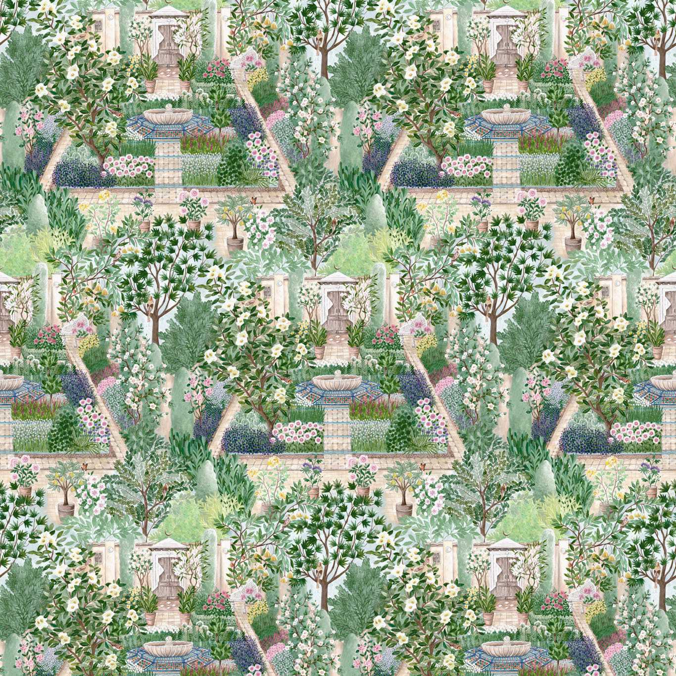 SANDERSON Carpet Garden Wallpaper Landscapes Sanctuary Digital Print Wallpaper - DHIP217519