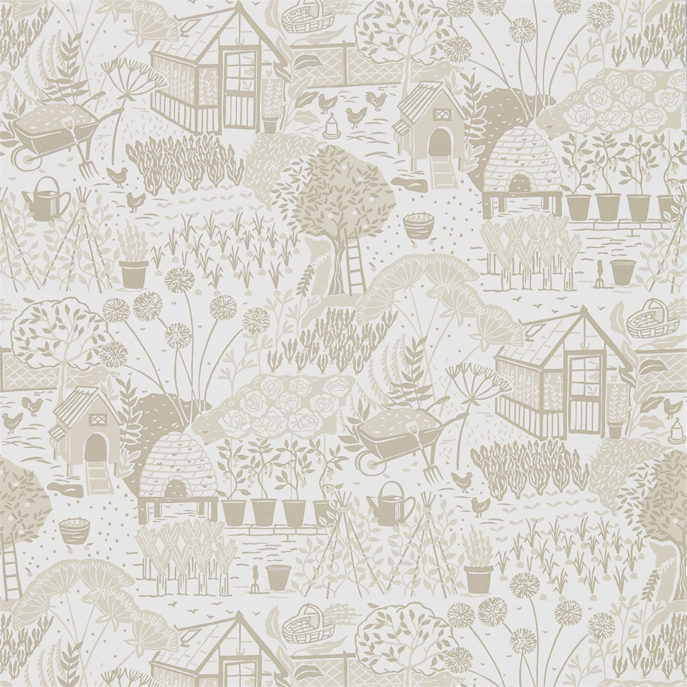 SANDERSON The Allotment Wallpaper Other Linen Flexo - Wide Width Printed Wallpaper - DHPO216353