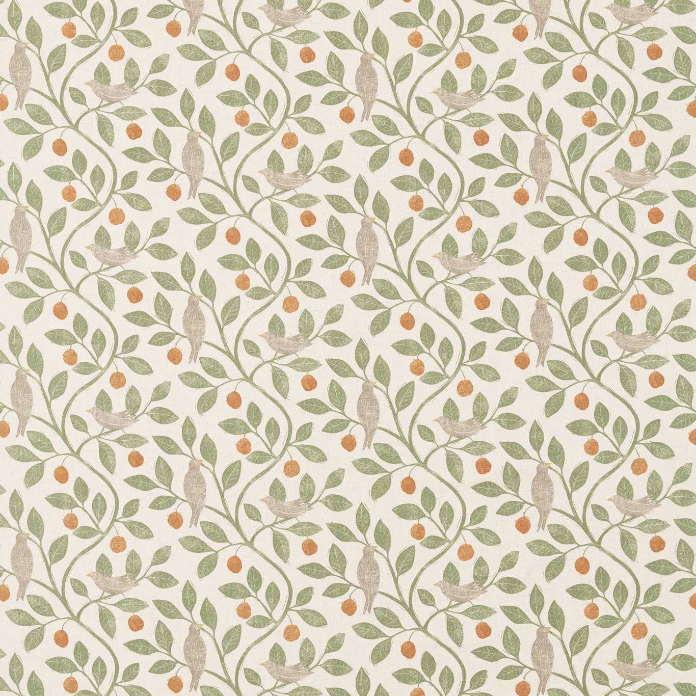 SANDERSON Damson Tree Fabric Leaves , Trees Brick,Fennel - DHPO226362