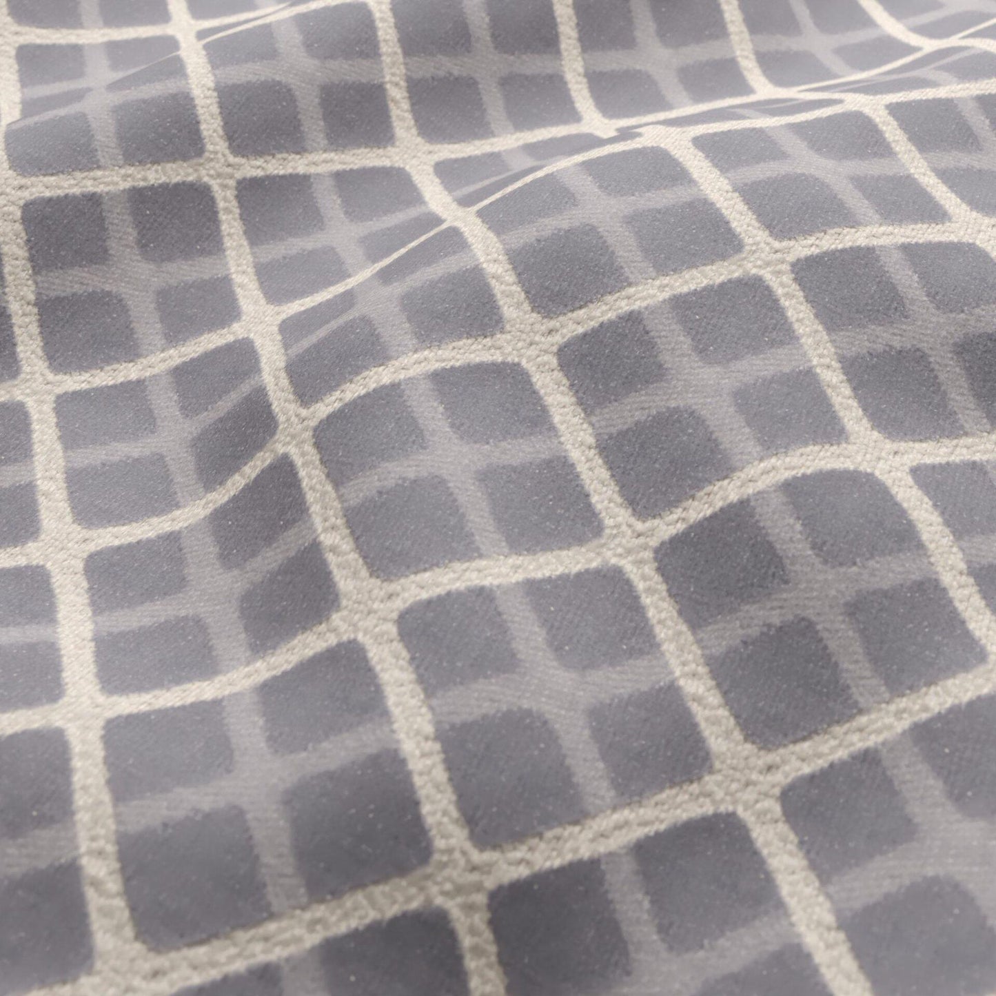 JF Fabrics DIAMOND 93 Fabric Texture, Geometric Silver Grey, Cream Velvet - 9753693 J9541