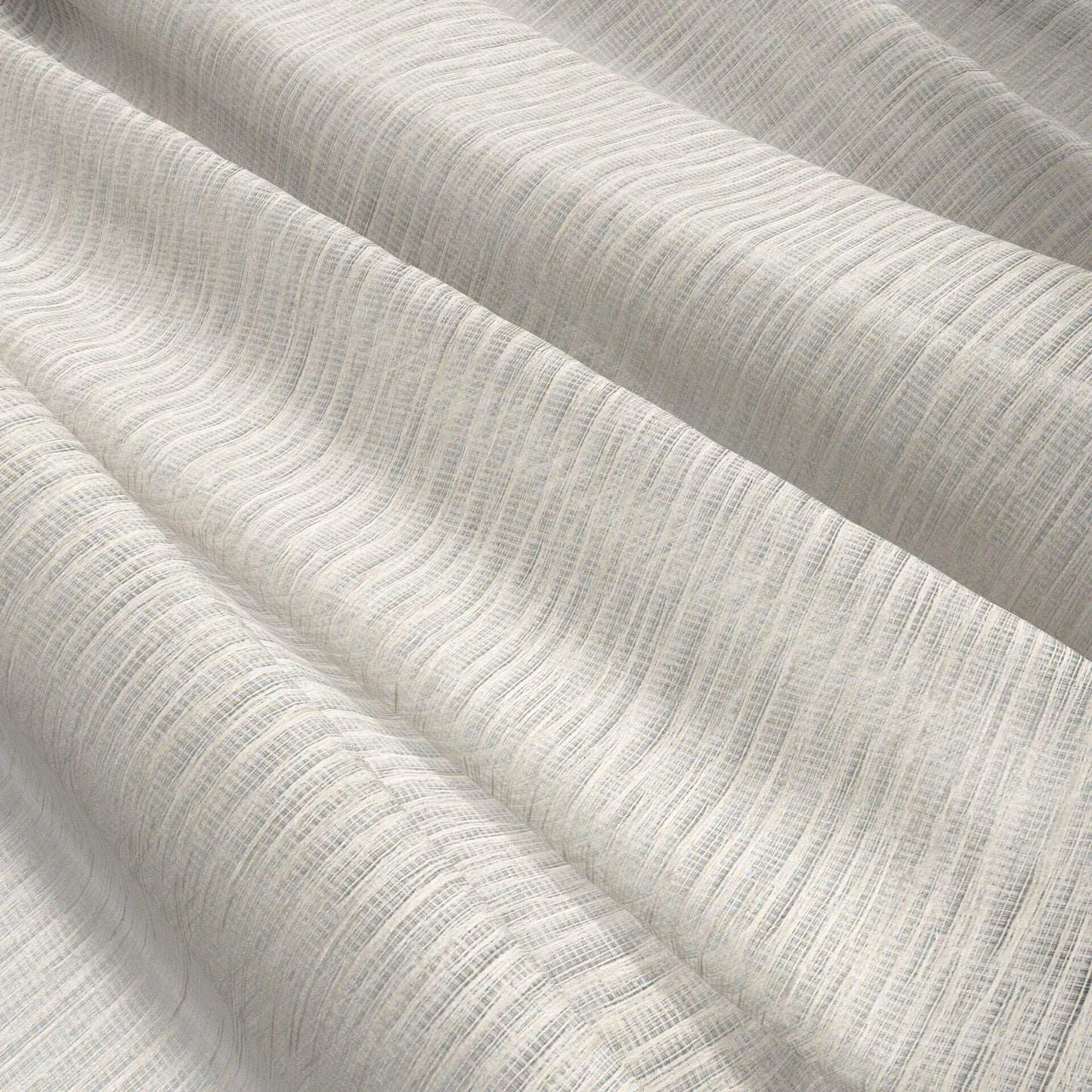 Close-up of cream linen-like fabric with subtle horizontal ribbing and soft drape.