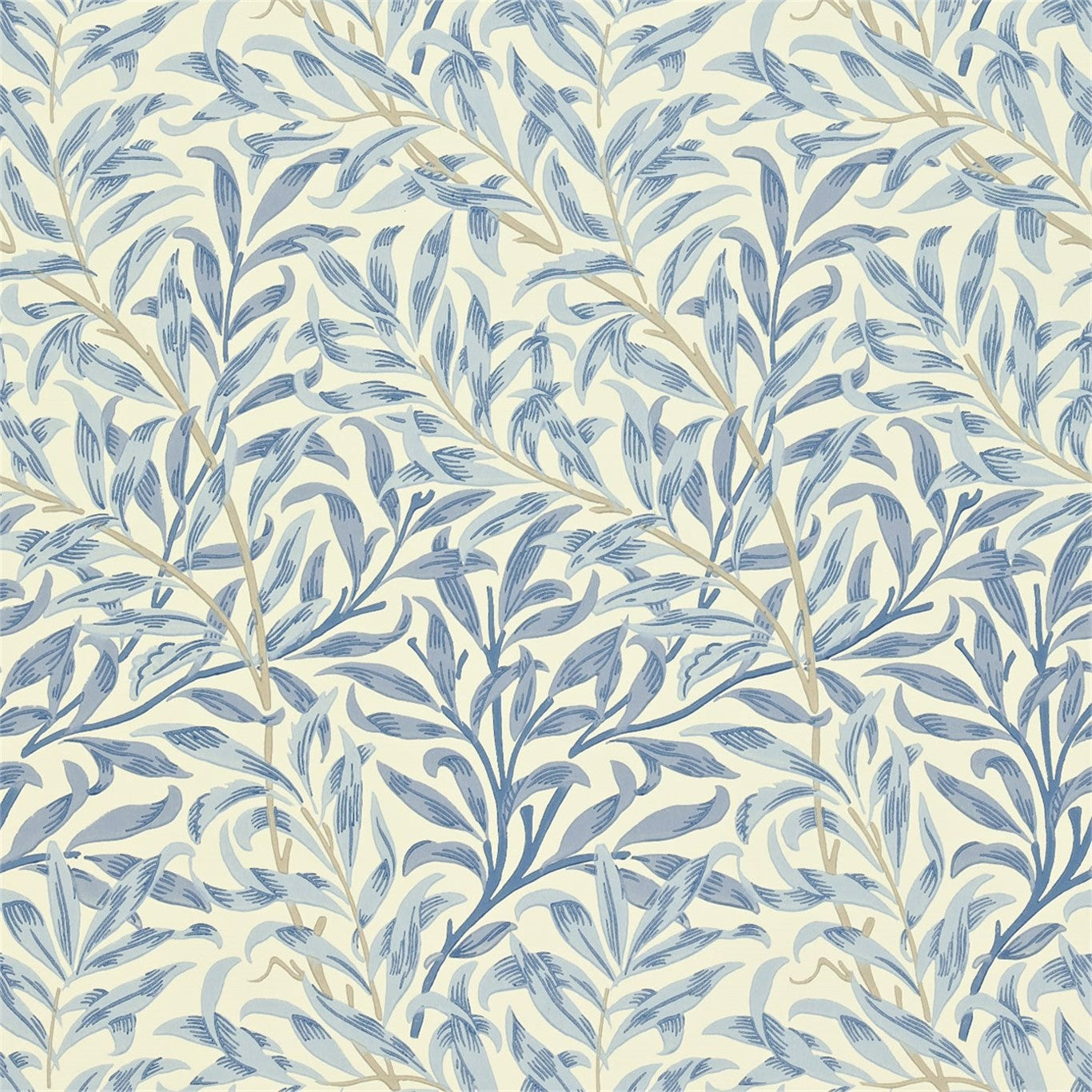 MORRIS & CO WILLOW BOUGHS Wallpaper Leaves , Trees Blue Surface- Printed Wallpaper - DJA1WB103