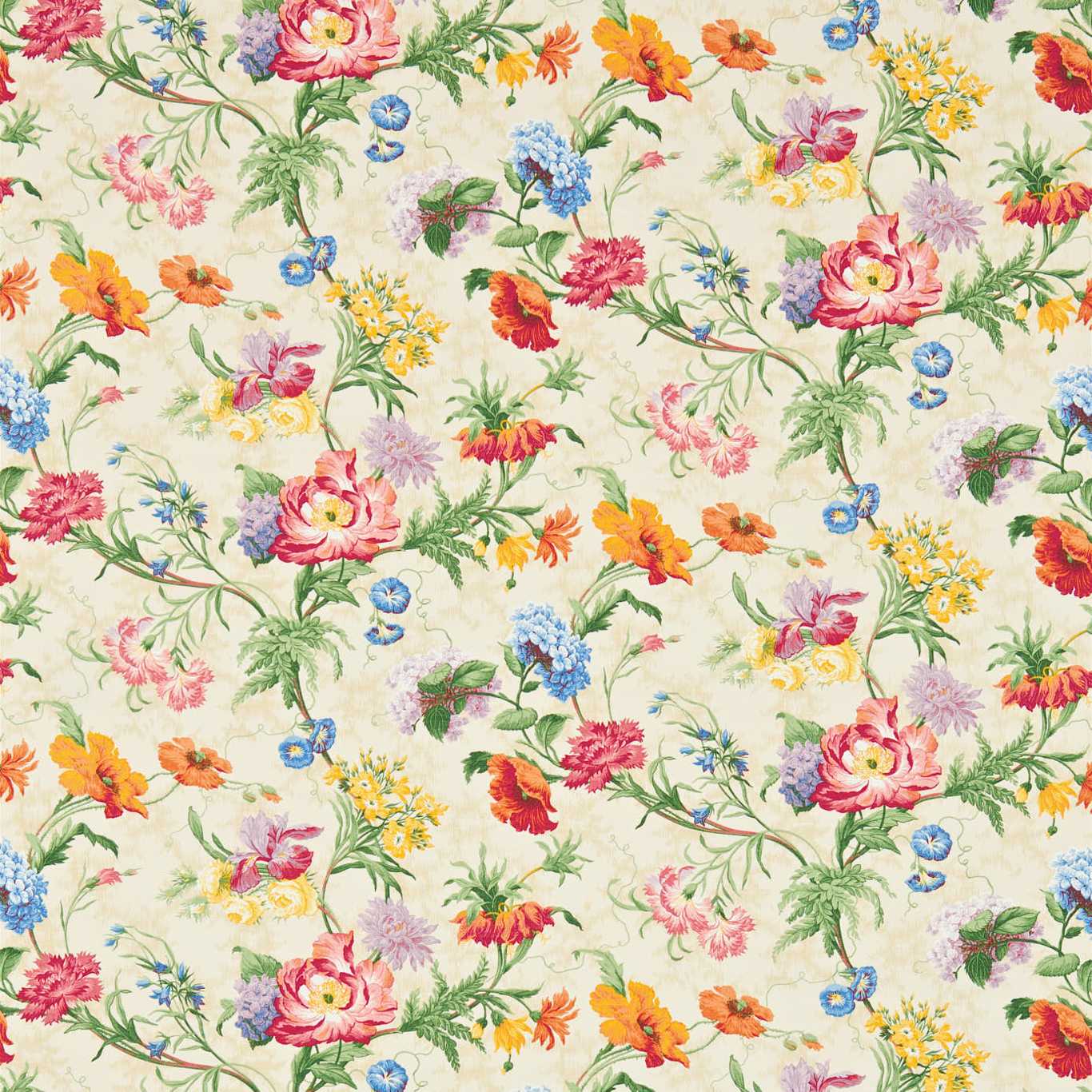 SANDERSON Avening Fabric Classic Floral Neutral,Multi - DKH17A204