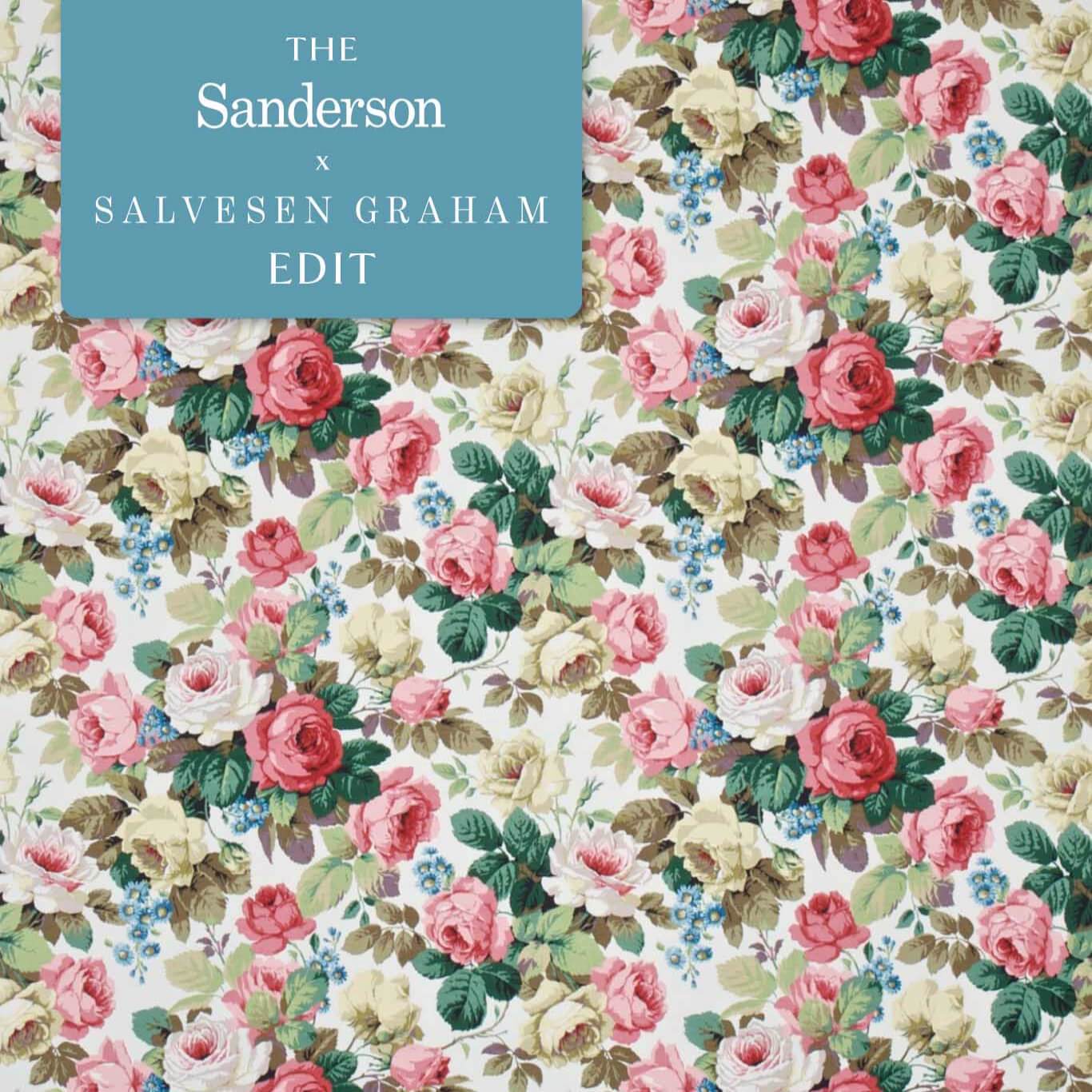 SANDERSON Chelsea Fabric Classic Floral White,Pink - DKH1C2204