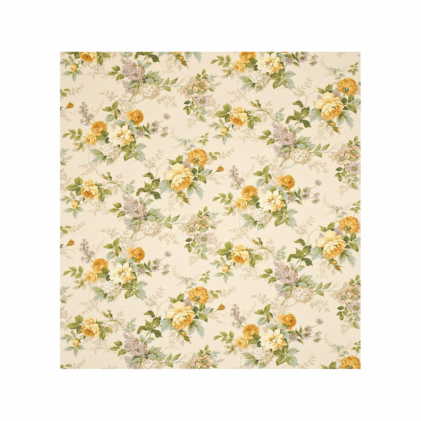 SANDERSON OUTLET Rosamund Fabric Classic Floral Gold,Putty,Lt. Blue,Ivory - DKH1R7203