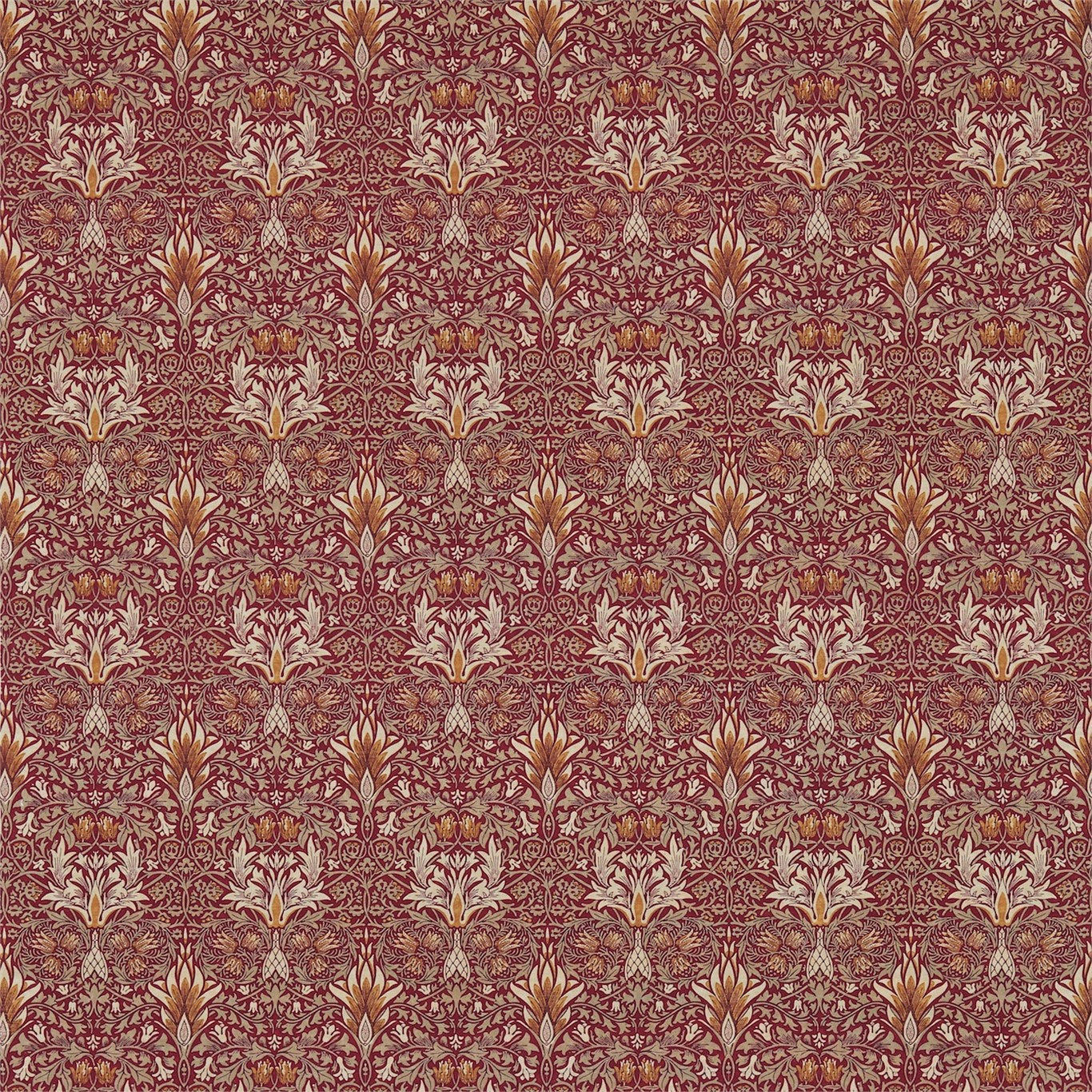 MORRIS & CO Snakeshead Fabric Damasks Claret,Gold - DM3P224467