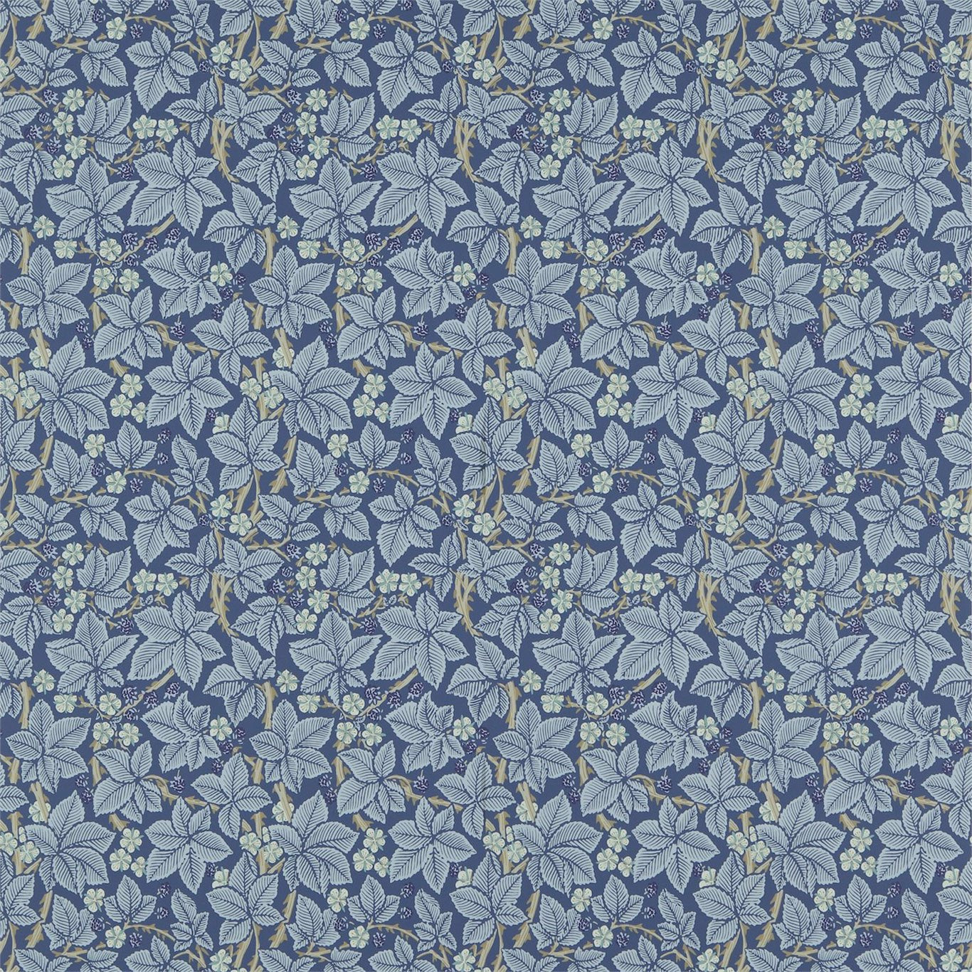 MORRIS & CO Bramble Wallpaper Leaves , Trees Indigo Rotary Printed Wallpaper - DM3W214695