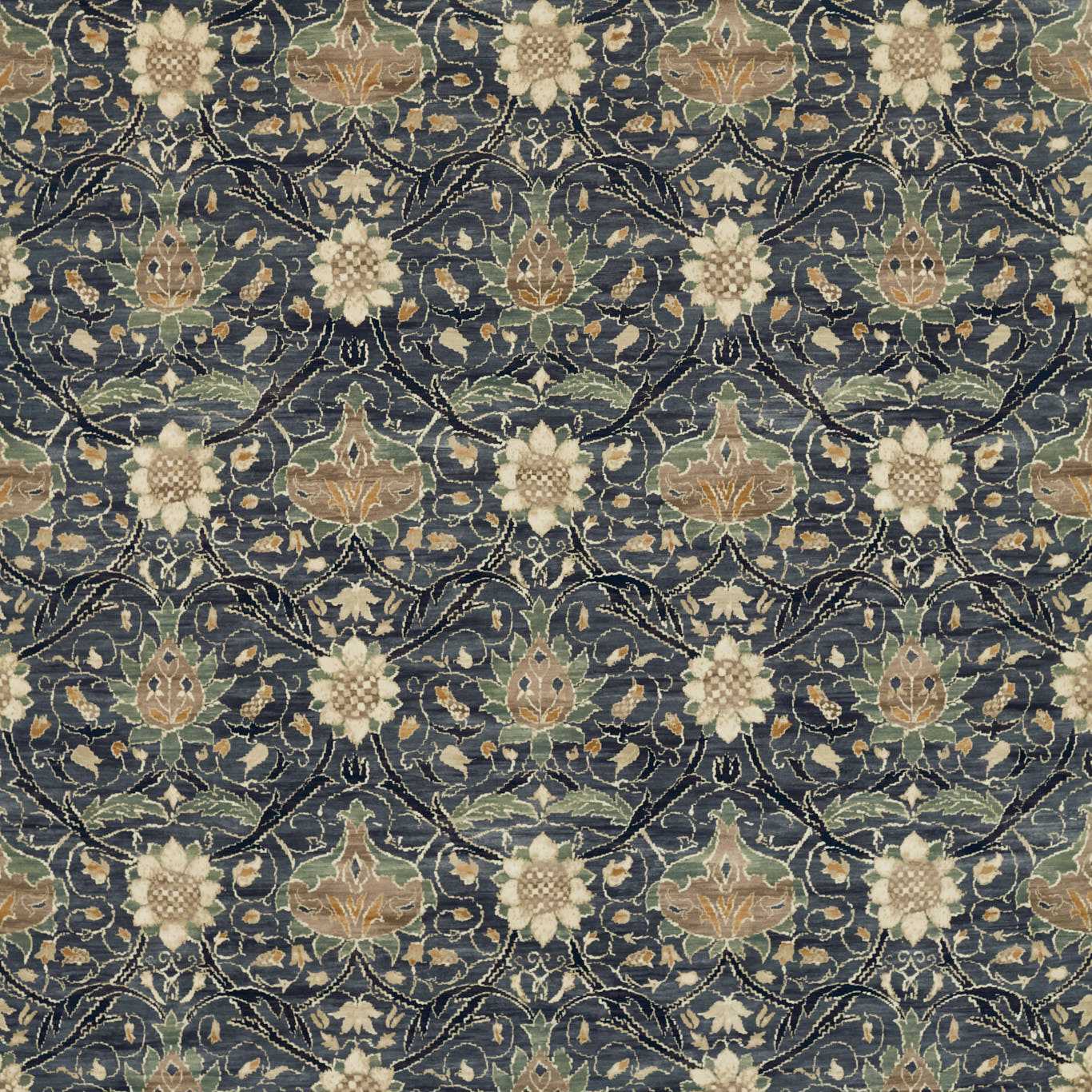 MORRIS & CO Montreal Velvet Fabric Classic Floral Indigo,Slate - DM4U226389