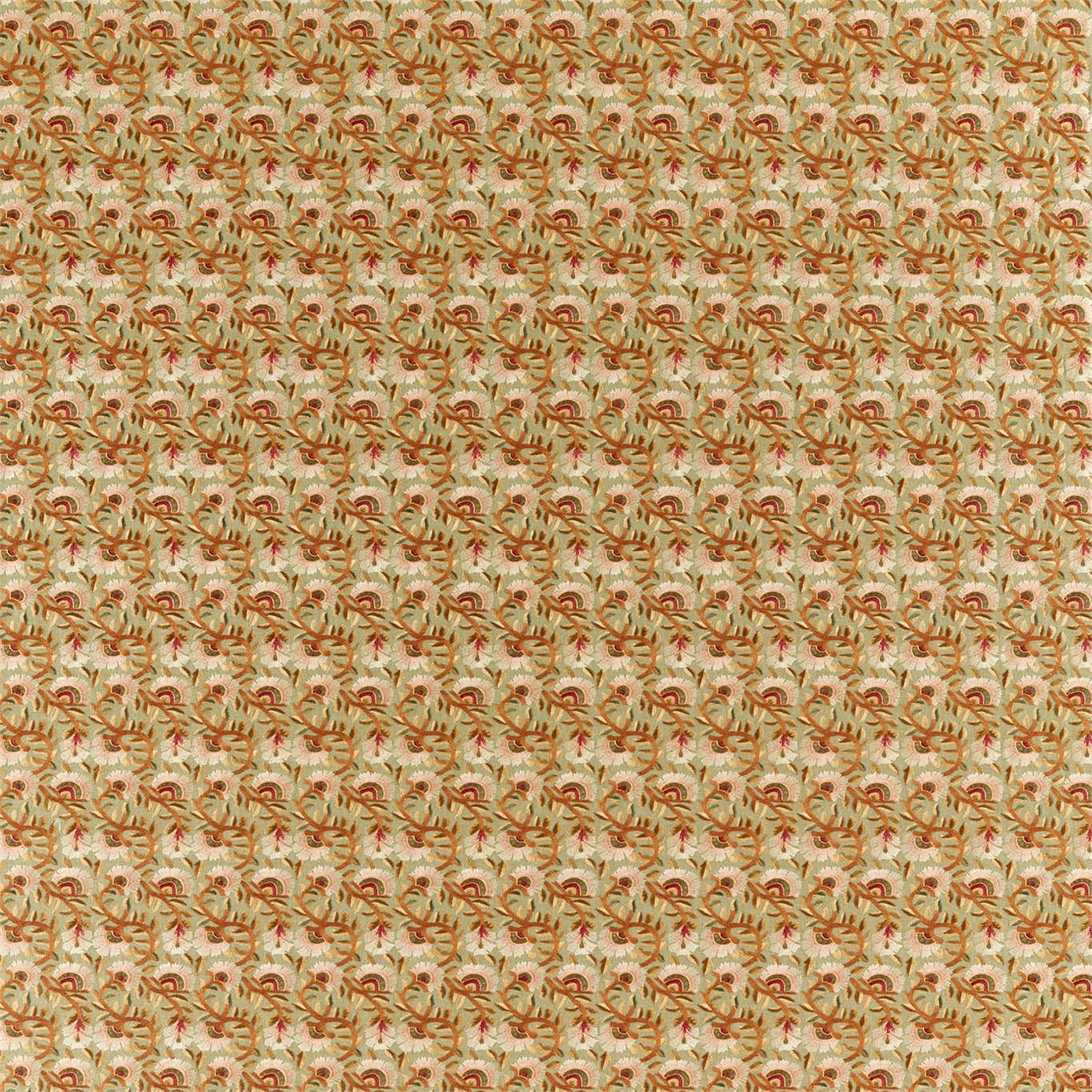 MORRIS & CO Wardle Embroidery Fabric Classic Floral Olive , Brick - DM5F236819