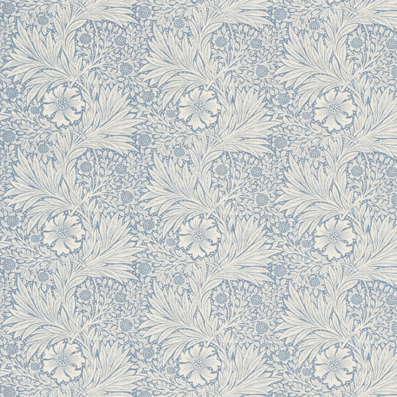 MORRIS & CO Marigold Fabric Contemporary, Floral Blue,Ivory - DM6F220321
