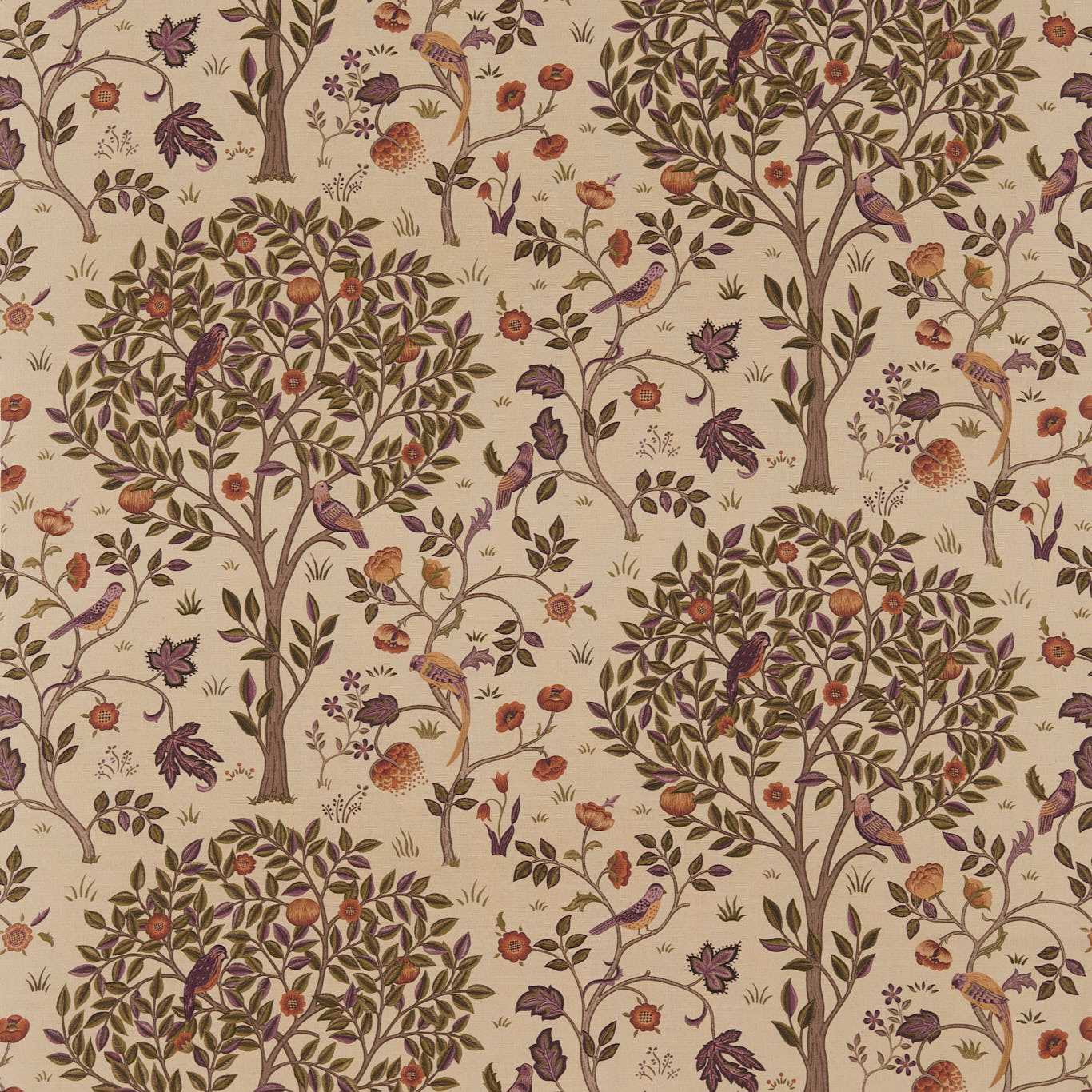 MORRIS & CO Kelmscott Tree Fabric Leaves , Trees Mulberry,Russet - DM6F220326