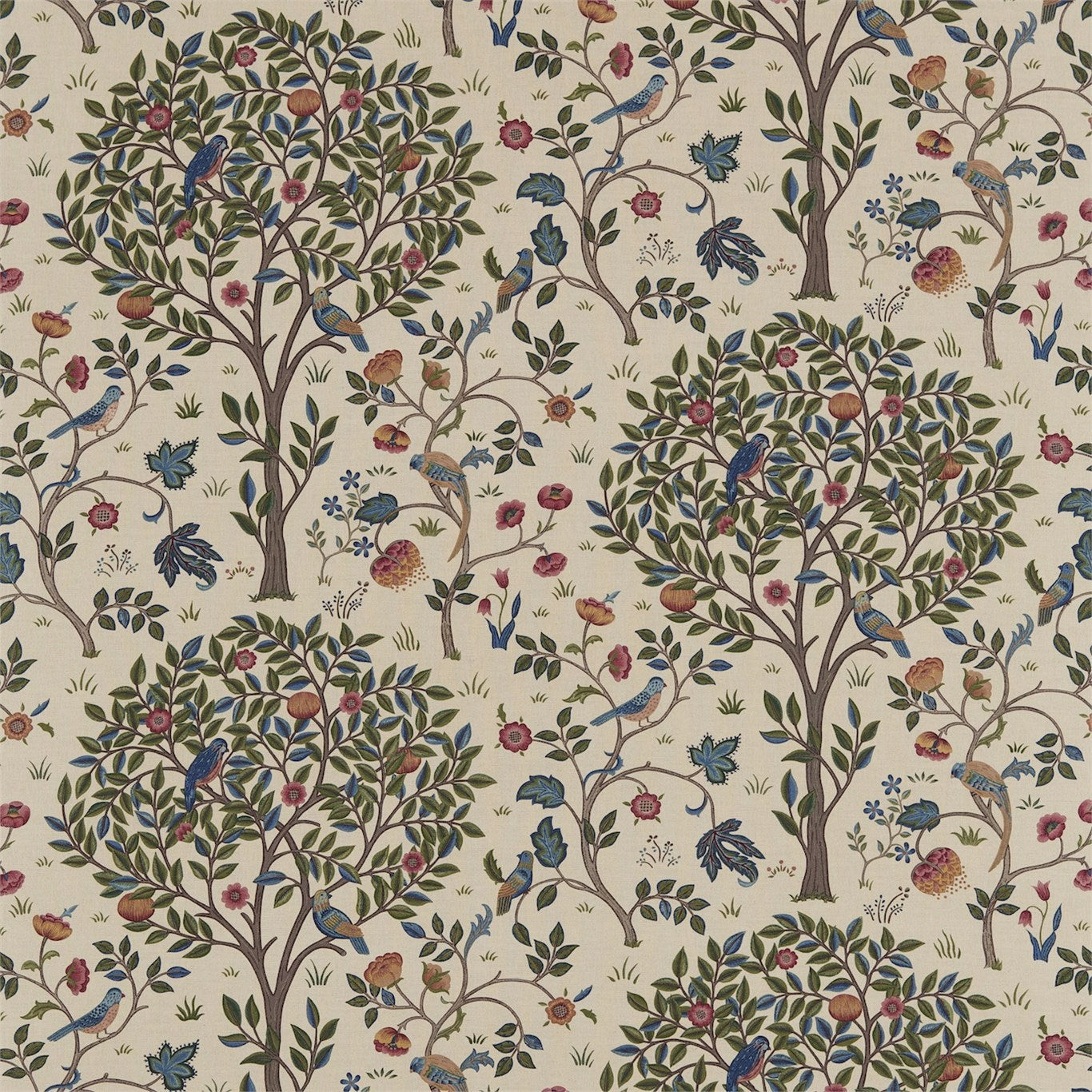 MORRIS & CO Kelmscott Tree Fabric Leaves , Trees Woad,Wine - DM6F220327