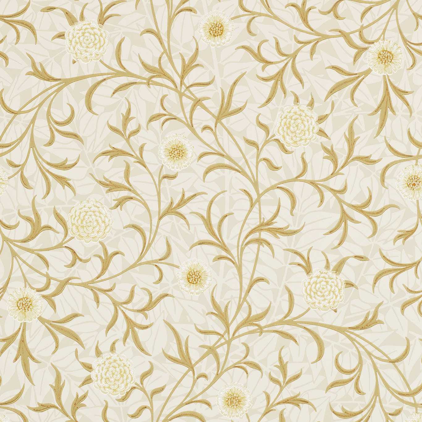 MORRIS & CO Scroll Wallpaper Leaves , Trees Vellum,Biscuit Surflex-Printed Wallpaper - DM6P210363
