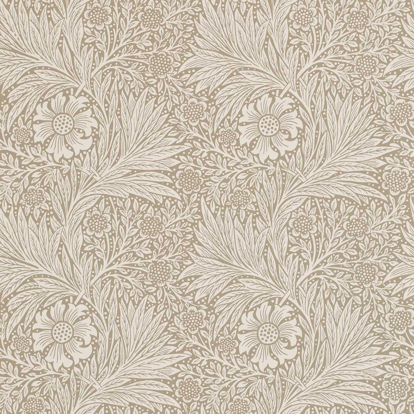 MORRIS & CO Marigold Wallpaper Contemporary, Floral Linen Surflex-Printed Wallpaper - DM6P210371