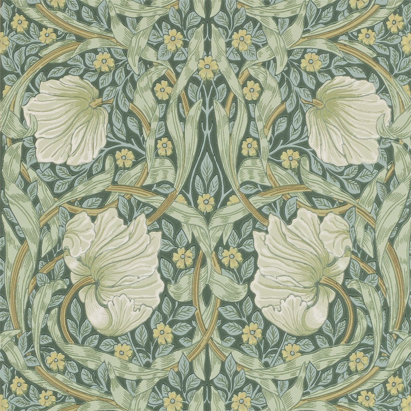 MORRIS & CO Pimpernel Wallpaper Contemporary, Floral Privet,Slate Surflex-Printed Wallpaper - DM6P210389