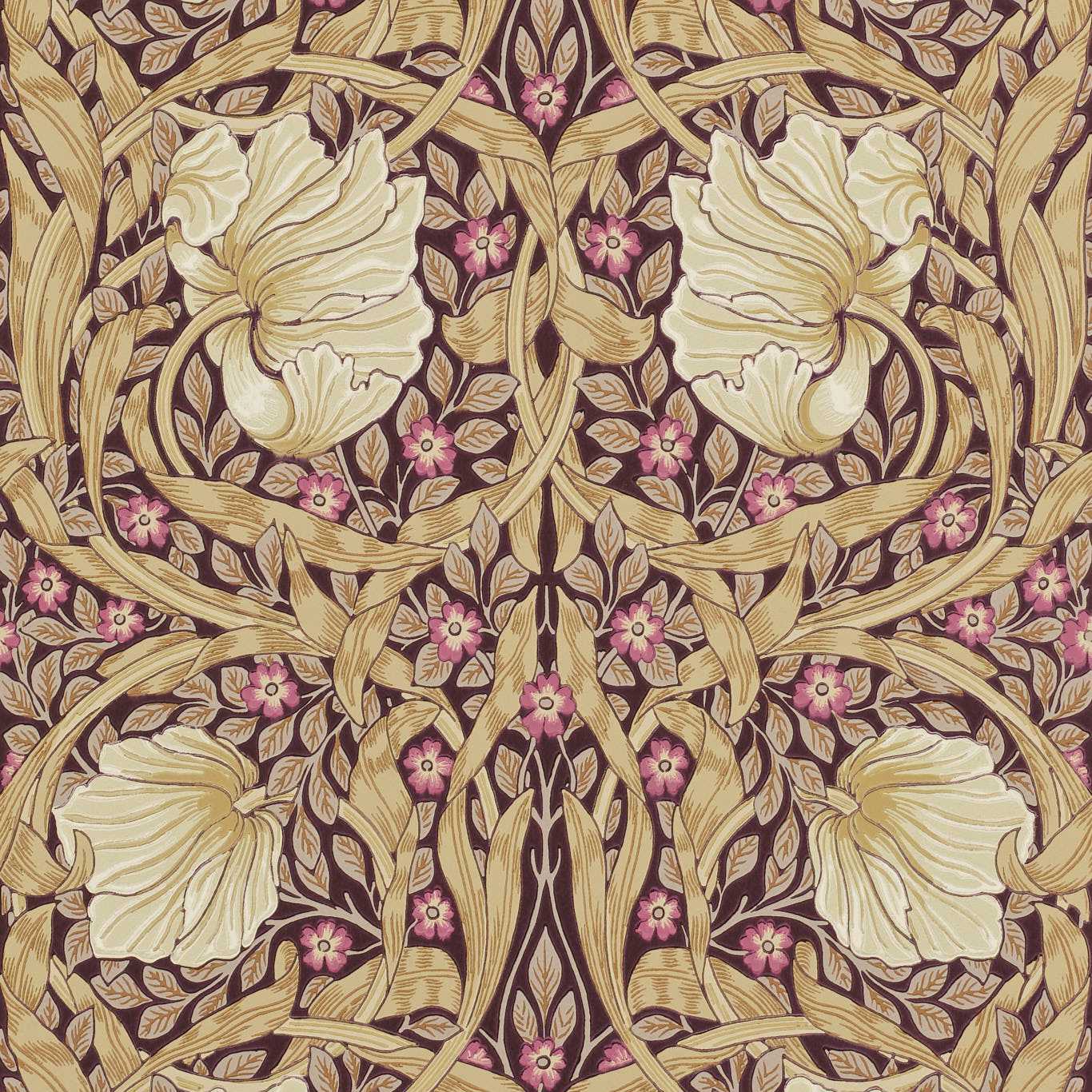 MORRIS & CO Pimpernel Wallpaper Contemporary, Floral Fig,Sisal Surflex-Printed Wallpaper - DM6P210390