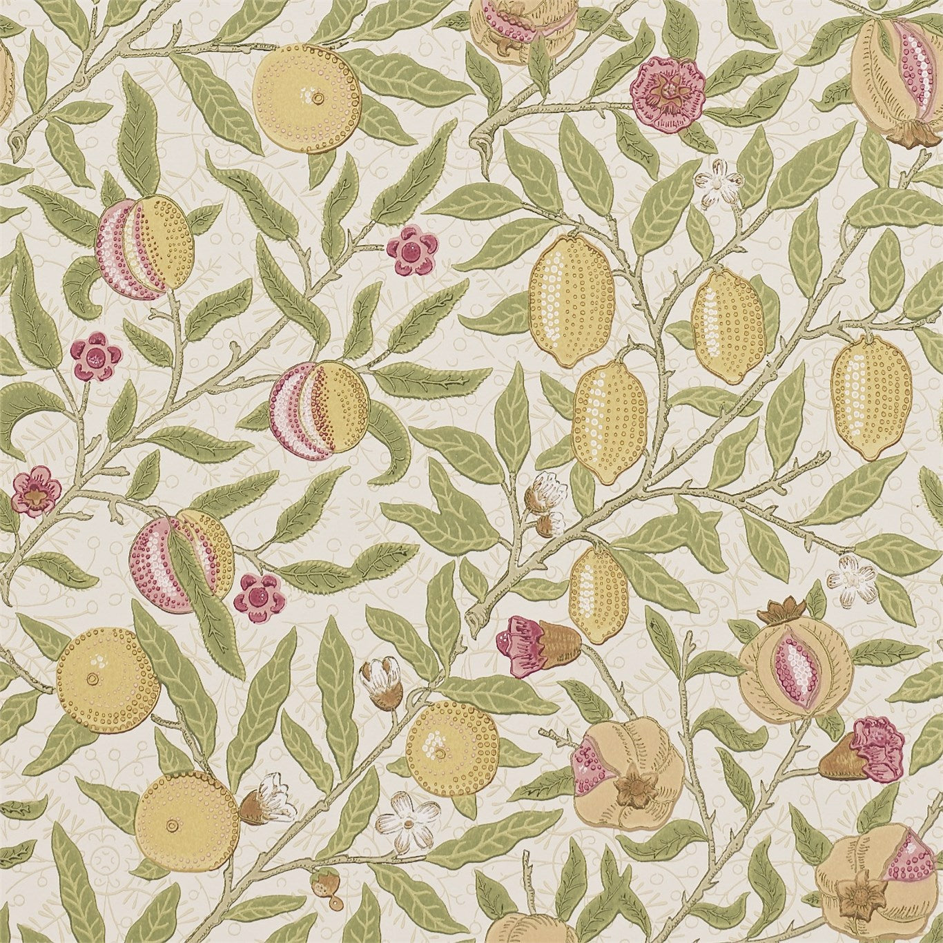 MORRIS & CO Fruit Wallpaper Leaves , Trees Limestone,Artichoke Surface- Printed Wallpaper - DM6P210395