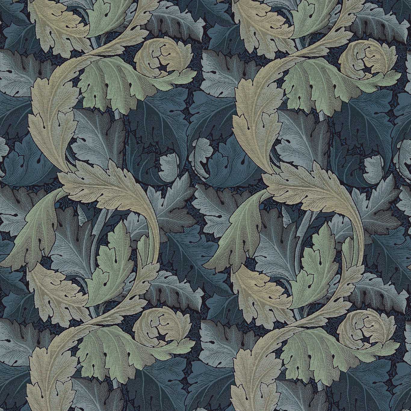 MORRIS & CO Acanthus Tapestry Fabric Leaves , Trees Indigo,Mineral - DM6W230272