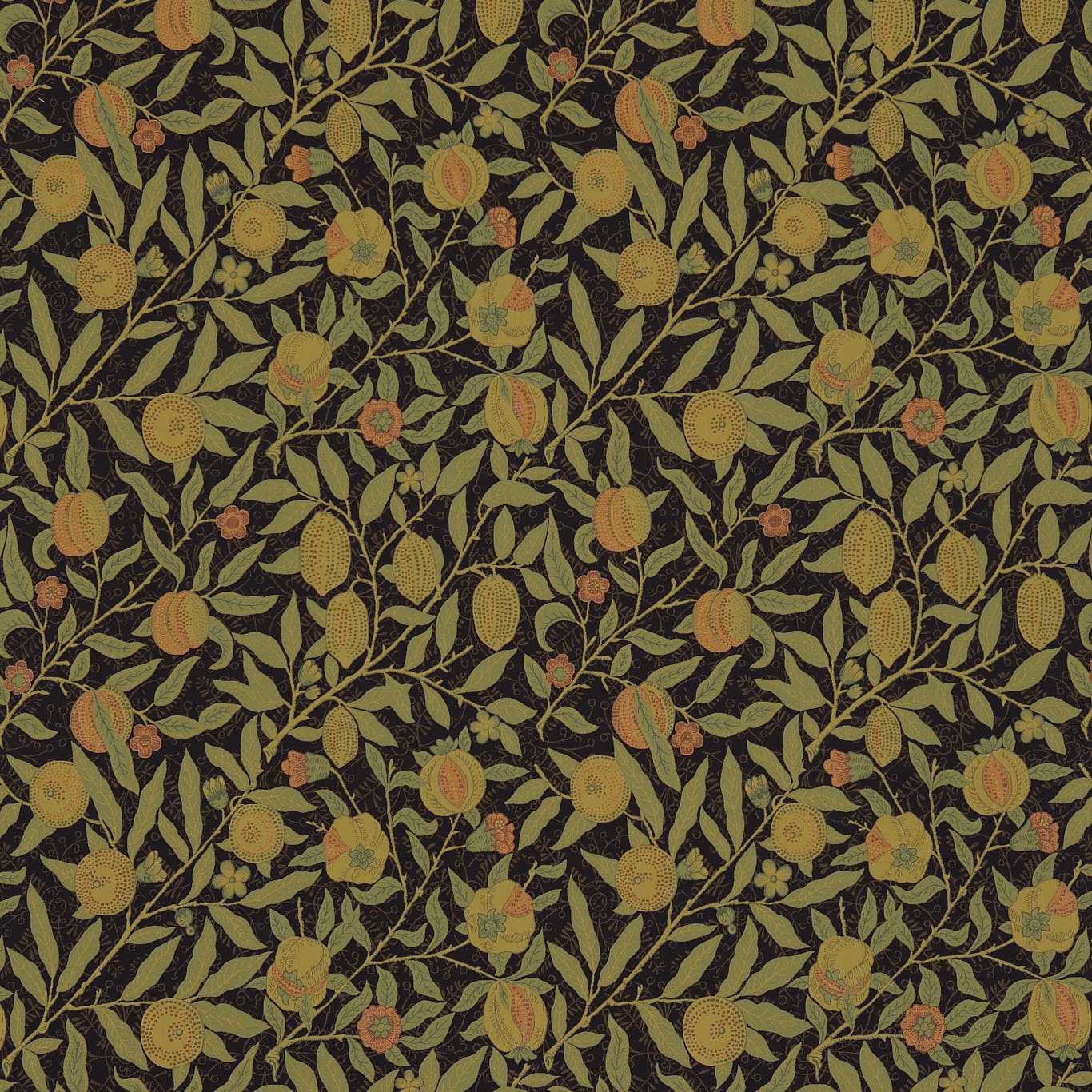 MORRIS & CO Fruit Fabric Leaves , Trees Black,Claret - DM6W230286