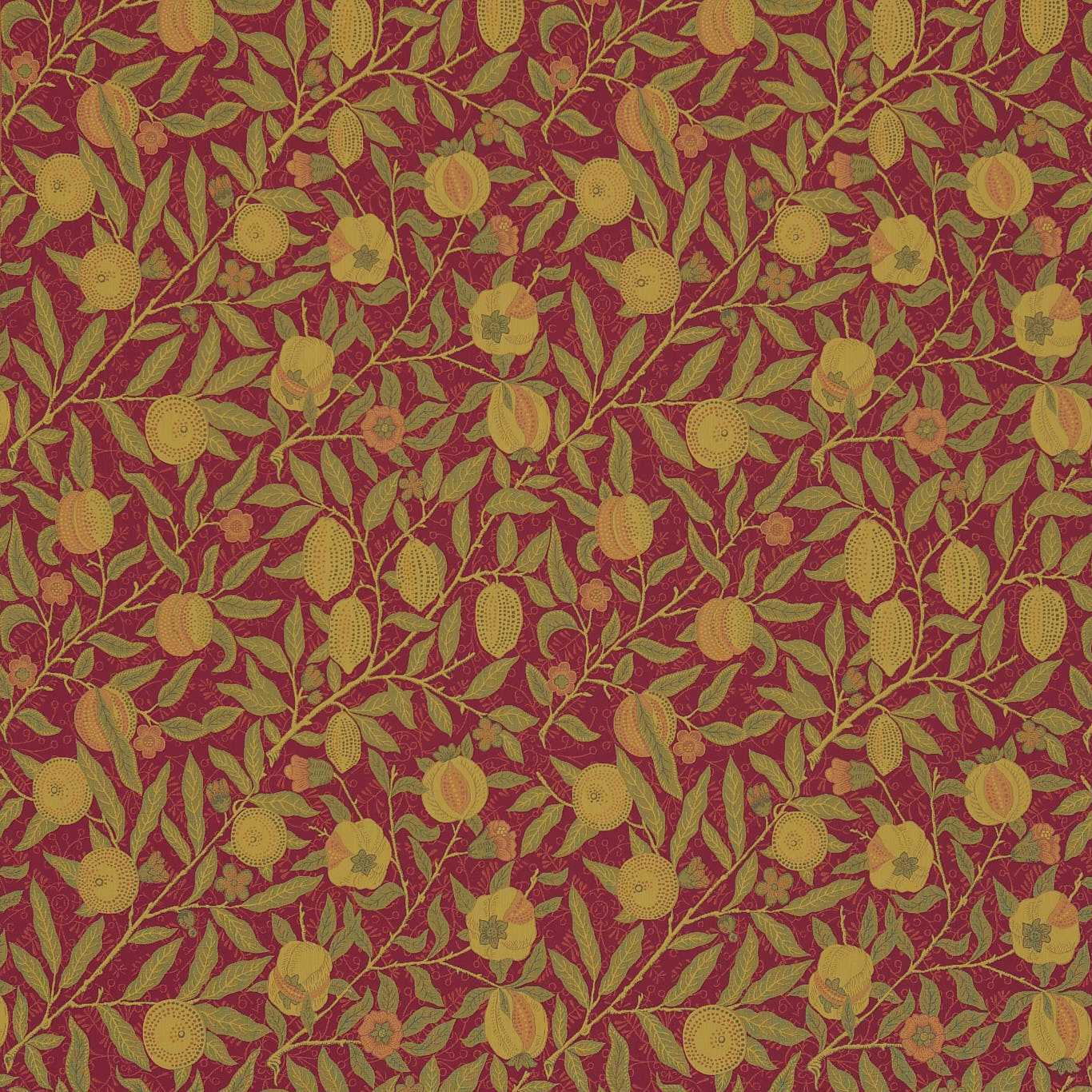 MORRIS & CO Fruit Fabric Leaves , Trees Crimson,Thyme - DM6W230287
