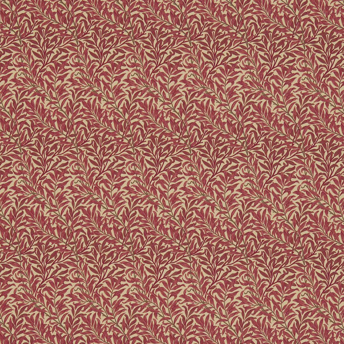 MORRIS & CO Willow Bough Fabric Leaves , Trees Crimson,Manilla - DM6W230288