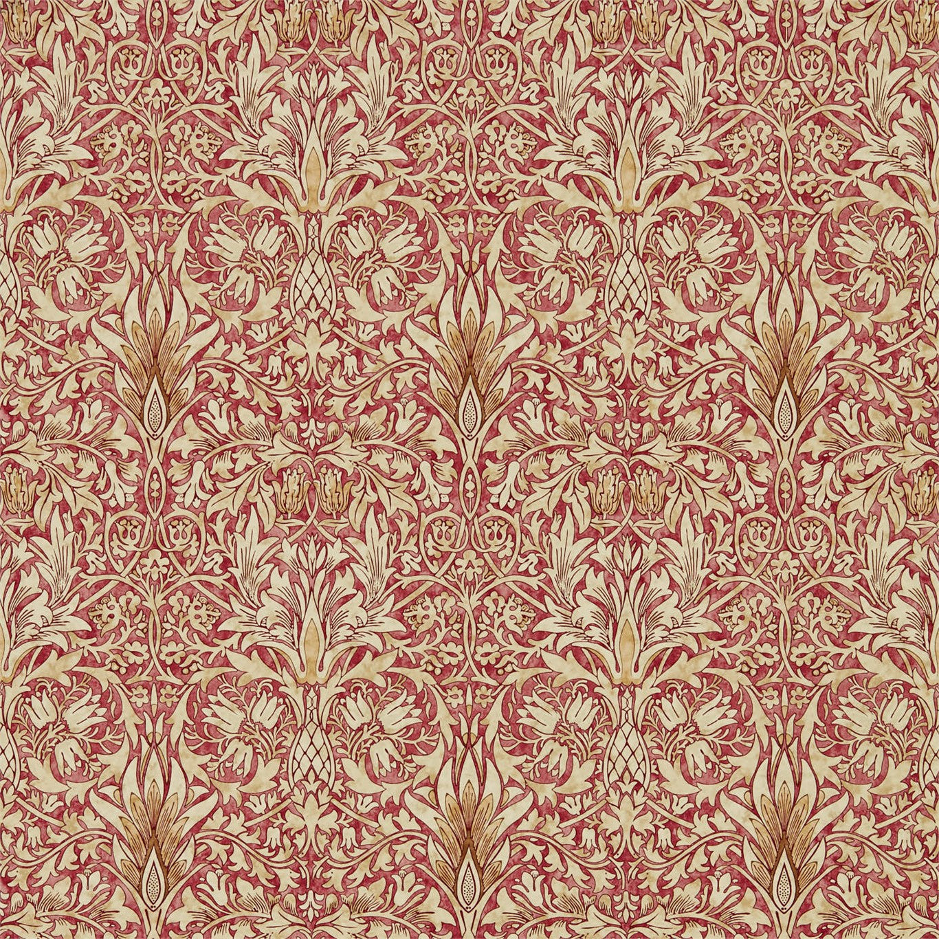 MORRIS & CO Snakeshead Wallpaper Classic Floral Madder,Gold Gravure - Wide Width Printed Wallpaper - DMA4216426