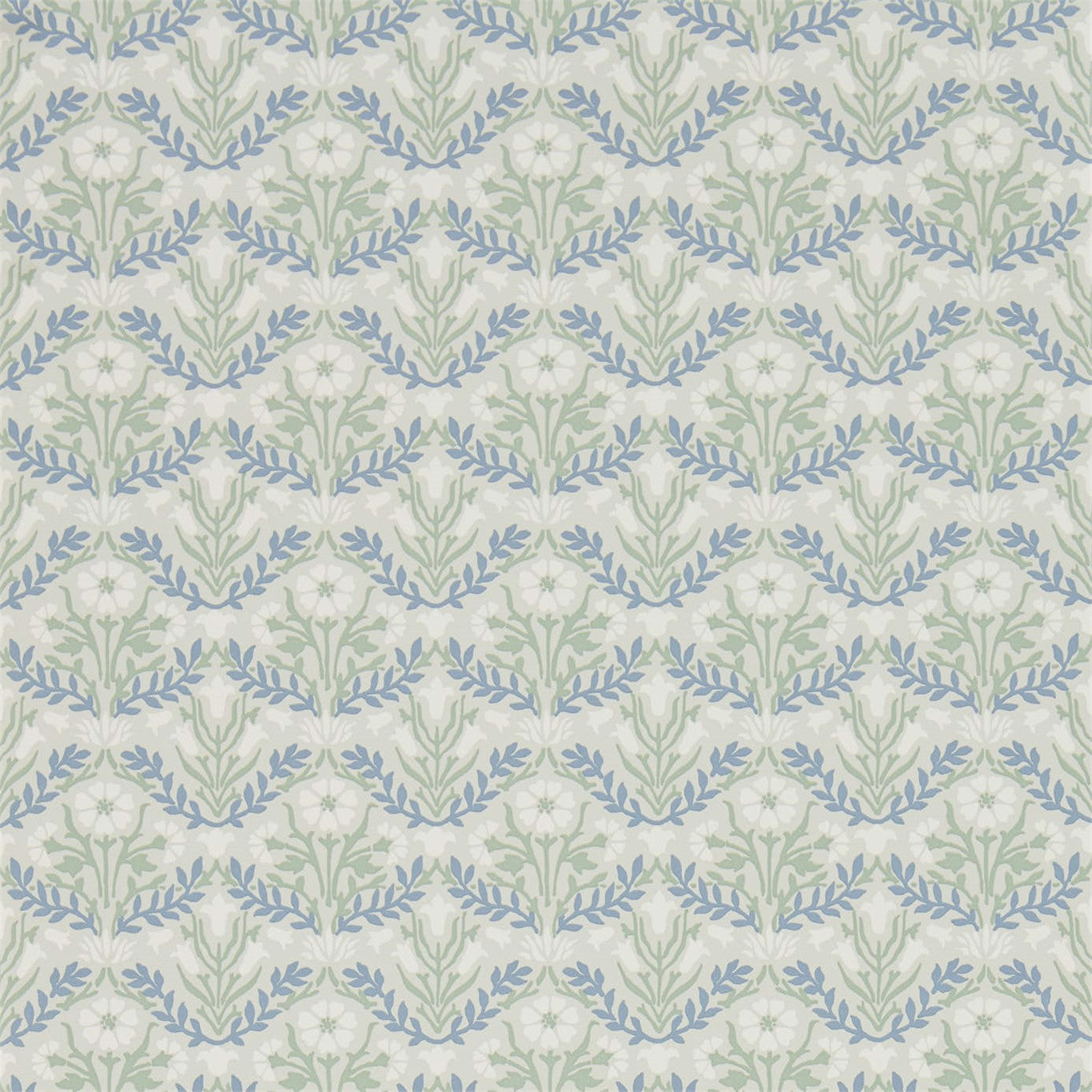 MORRIS & CO Morris Bellflowers Wallpaper Classic Floral Grey,Fennel Flexo-Printed Wallpaper - DMA4216435
