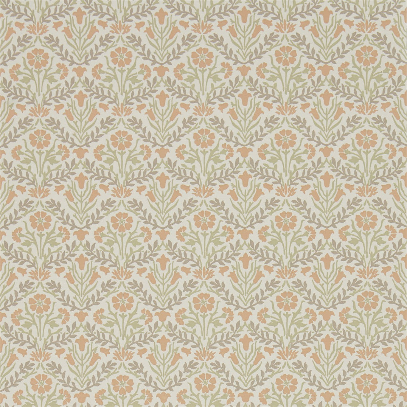 MORRIS & CO Morris Bellflowers Wallpaper Classic Floral Saffron,Olive Flexo-Printed Wallpaper - DMA4216438