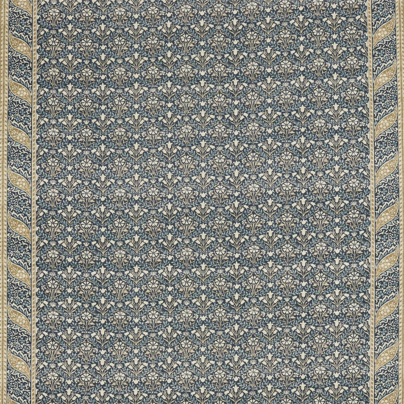 MORRIS & CO Morris Bellflowers Fabric Classic Floral Indigo,Sage - DMA4226403