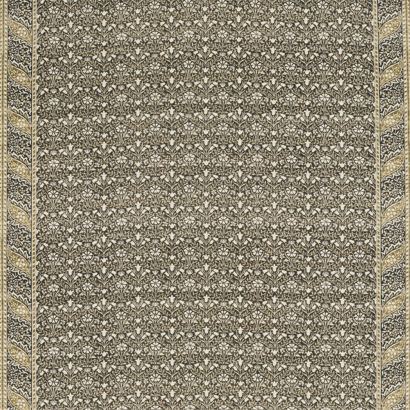 MORRIS & CO Morris Bellflowers Fabric Classic Floral Charcoal,Olive - DMA4226405