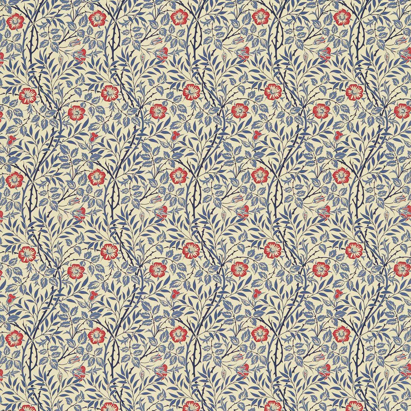MORRIS & CO Sweet Briar Fabric Classic Floral Blue - DMC130202