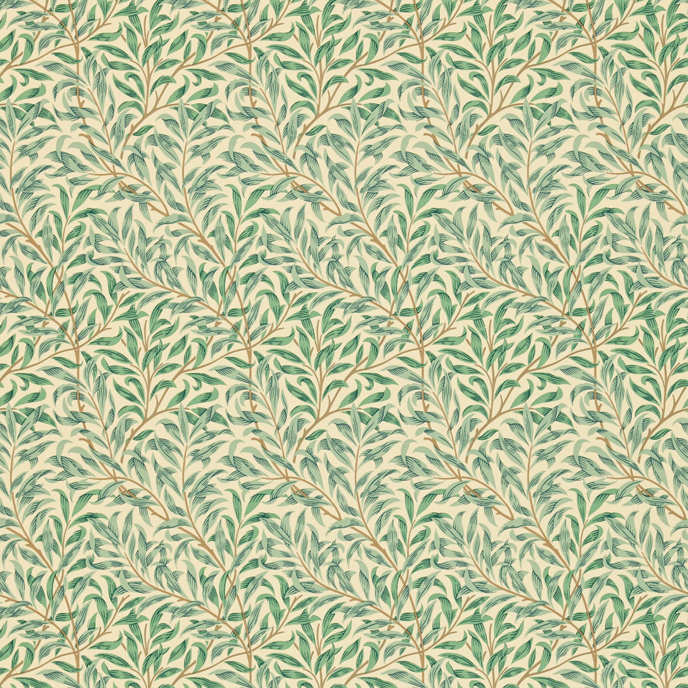 MORRIS & CO Willow Bough Minor Wallpaper Leaves , Trees Light Green Flexo-Printed Wallpaper - DMC1W2101