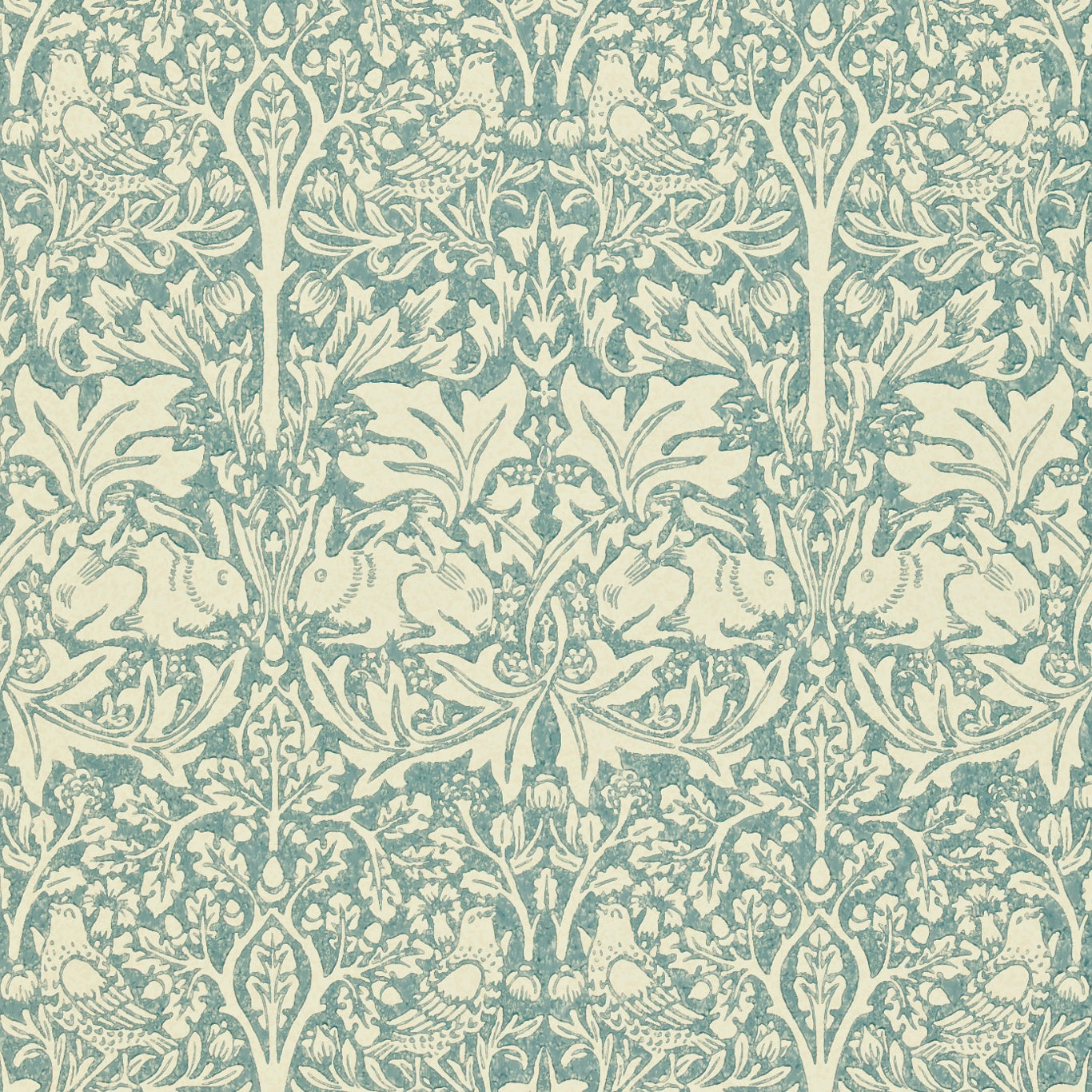 MORRIS & CO Brer Rabbit Wallpaper Damasks Slate,Vellum Surface- Printed Wallpaper - DMORBR103