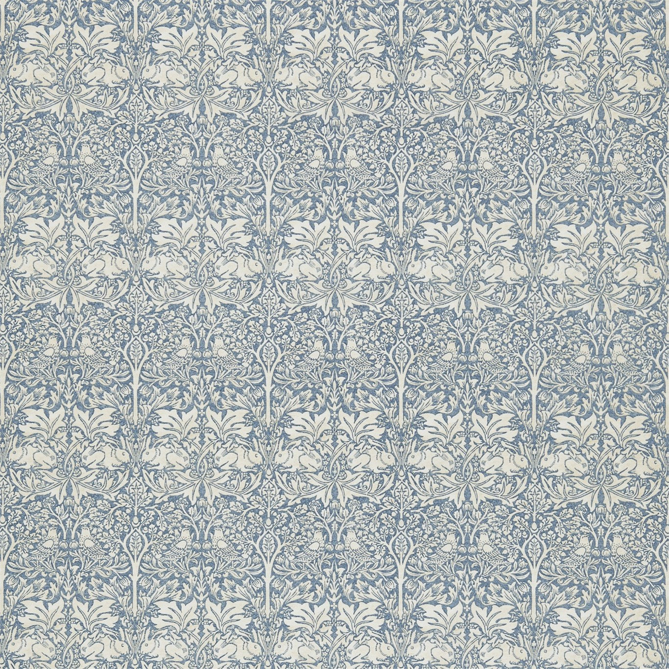 MORRIS & CO Brer Rabbit Fabric Damasks Slate,Vellum - DMORBR202