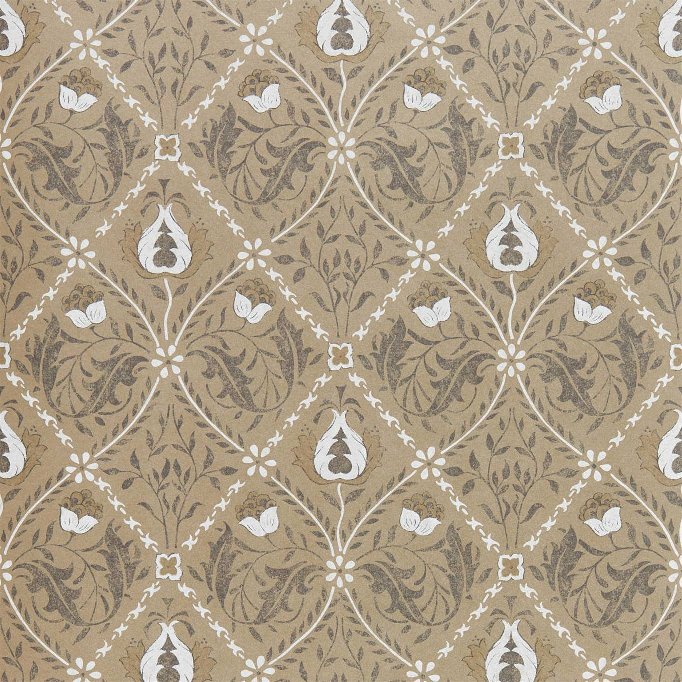 MORRIS & CO Pure Trellis Wallpaper Classic Floral Gold Gravure Printed Wallpaper - DMPN216529
