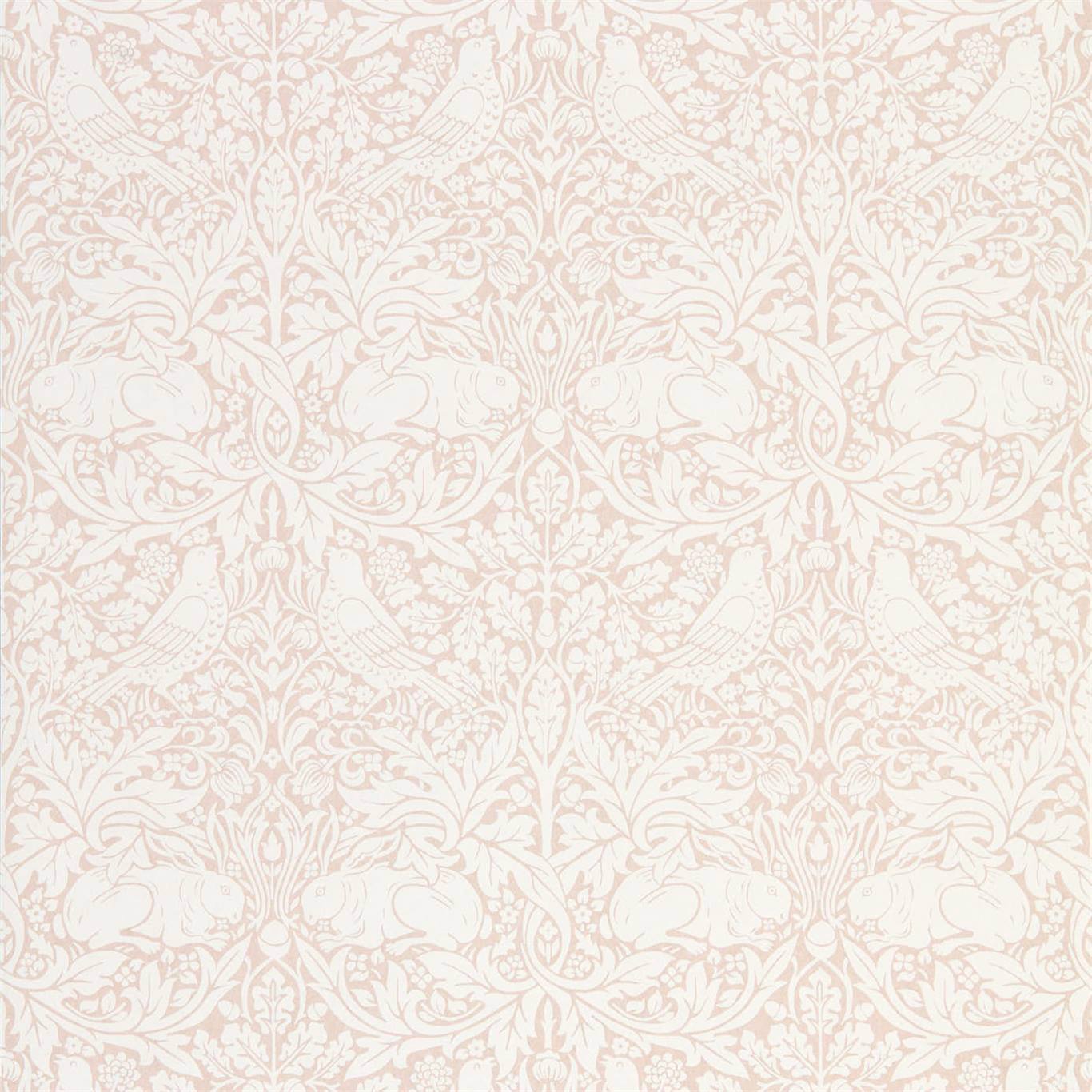 MORRIS & CO Pure Brer Rabbit Wallpaper Animals Faded Sea Pink Rotary Wide Width Printed Wallpaper - DMPN216533