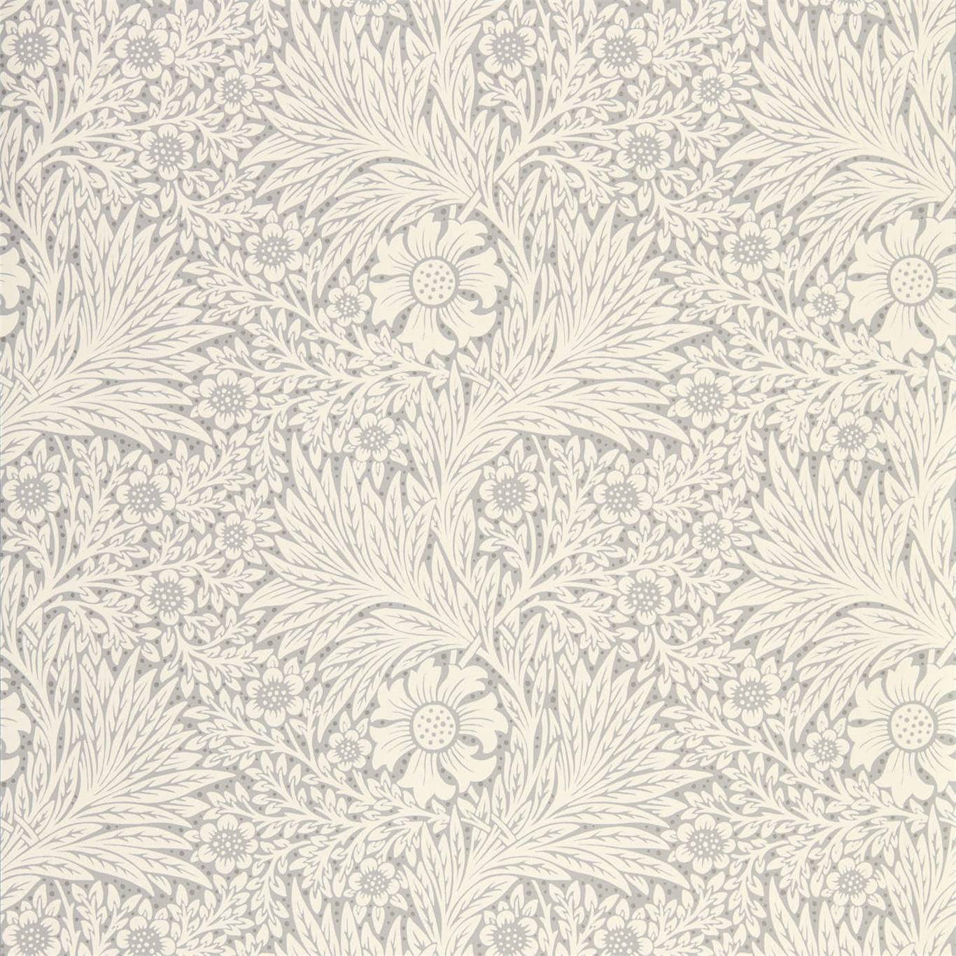 MORRIS & CO Pure Marigold Wallpaper Classic Floral Cloud Grey Rotary Wide Width Printed Wallpaper - DMPN216536