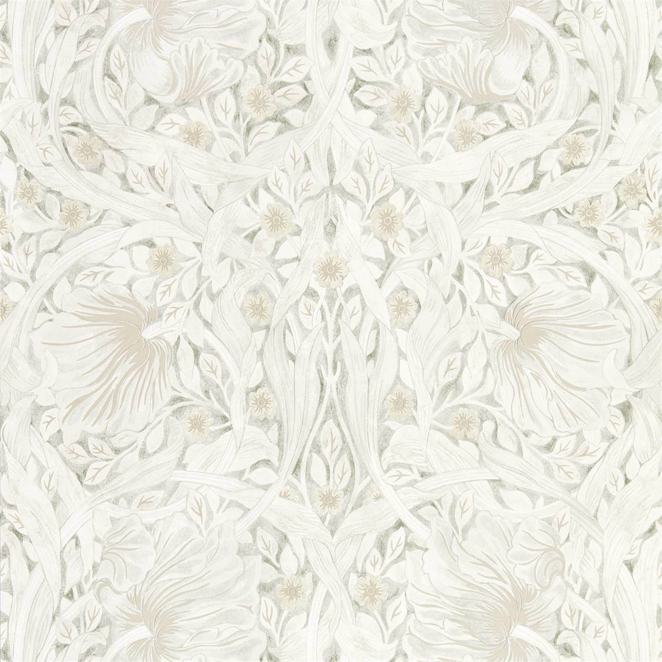 MORRIS & CO Pure Pimpernel Wallpaper Classic Floral Lightish Grey Rotary Wide Width Printed Wallpaper - DMPN216538