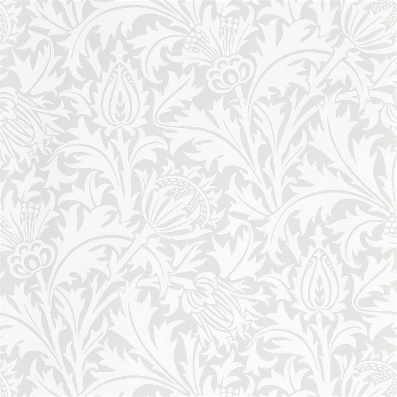 MORRIS & CO Pure Thistle Wallpaper Classic Floral Grey Blue Rotary Wide Width Printed Wallpaper - DMPN216550