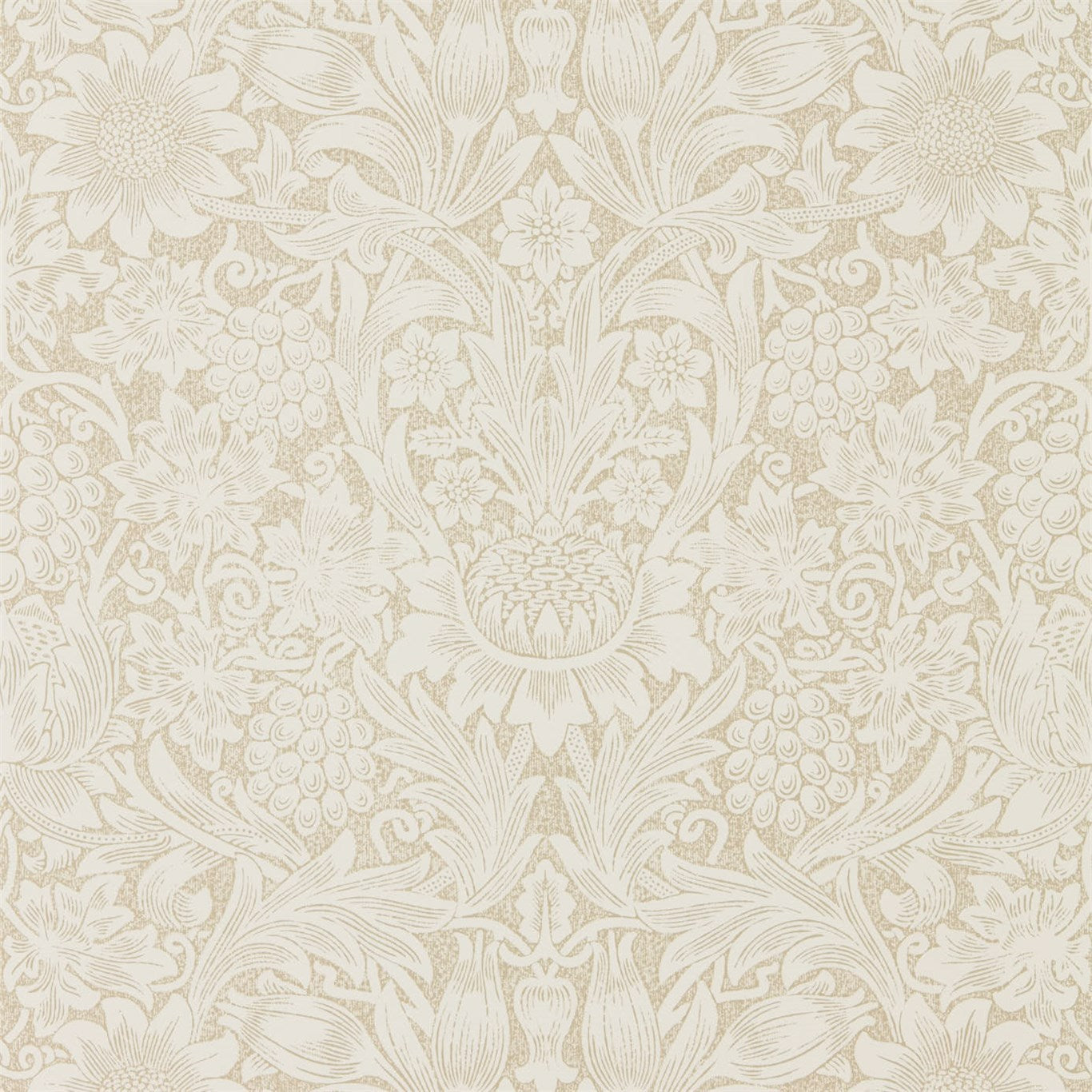 MORRIS & CO Pure Sunflower Wallpaper Classic Floral Parchment,Gold Gravure Printed Wallpaper - DMPU216047