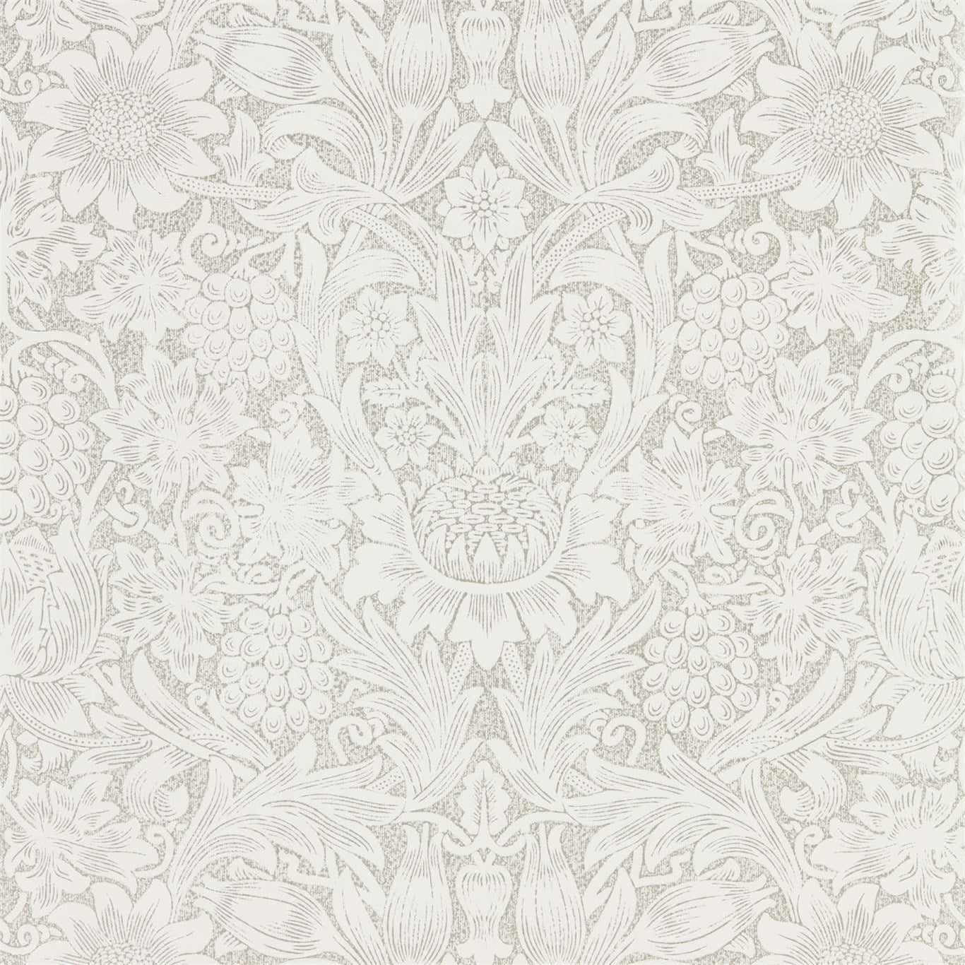 MORRIS & CO Pure Sunflower Wallpaper Classic Floral Chalk,Silver Gravure Printed Wallpaper - DMPU216049