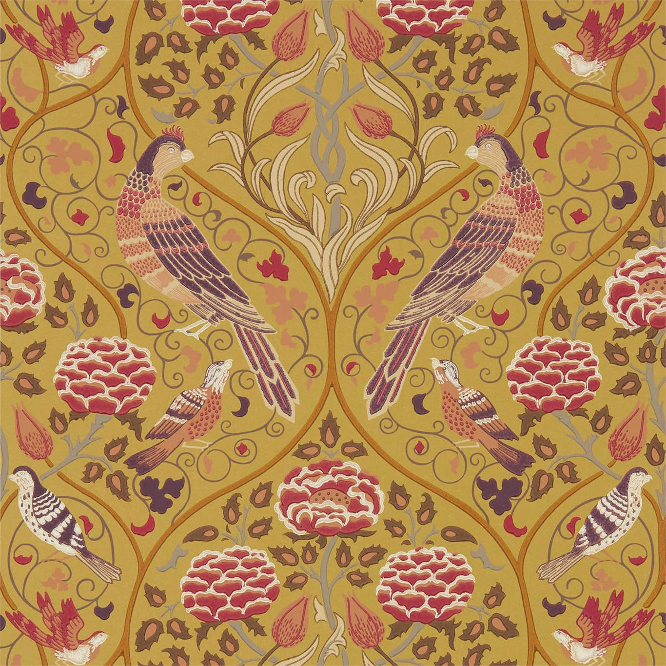 MORRIS & CO Seasons by May Wallpaper Classic Floral Saffron Surflex-Printed Wallpaper - DMSW216685