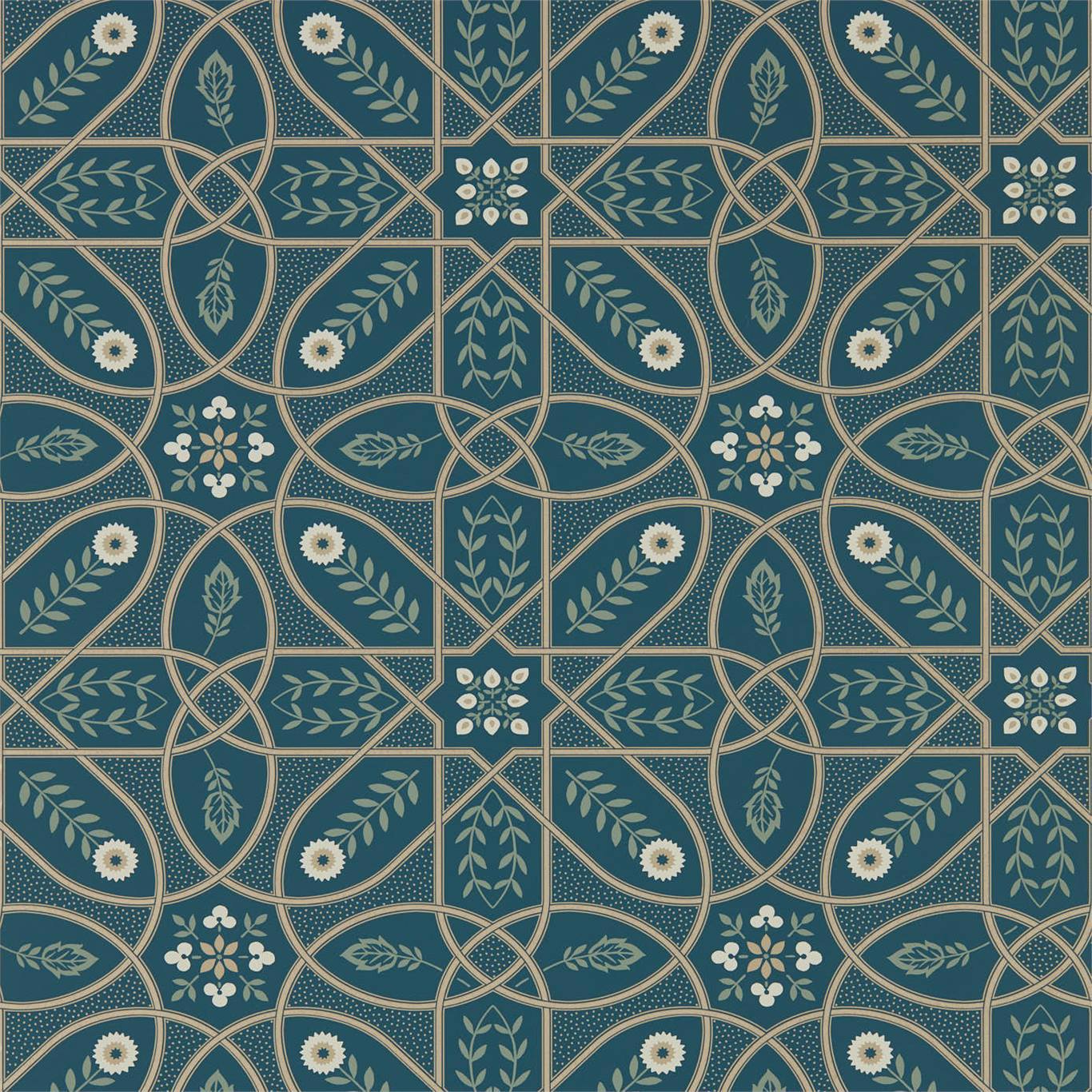 MORRIS & CO Brophy Trellis Wallpaper Other Deep Teal Rotary Wide Width Printed Wallpaper - DMSW216699