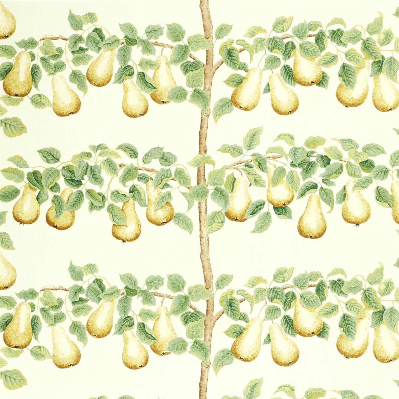 SANDERSON Perry Pears Fabric Leaves , Trees Ochre,Leaf Green - DNTF226735