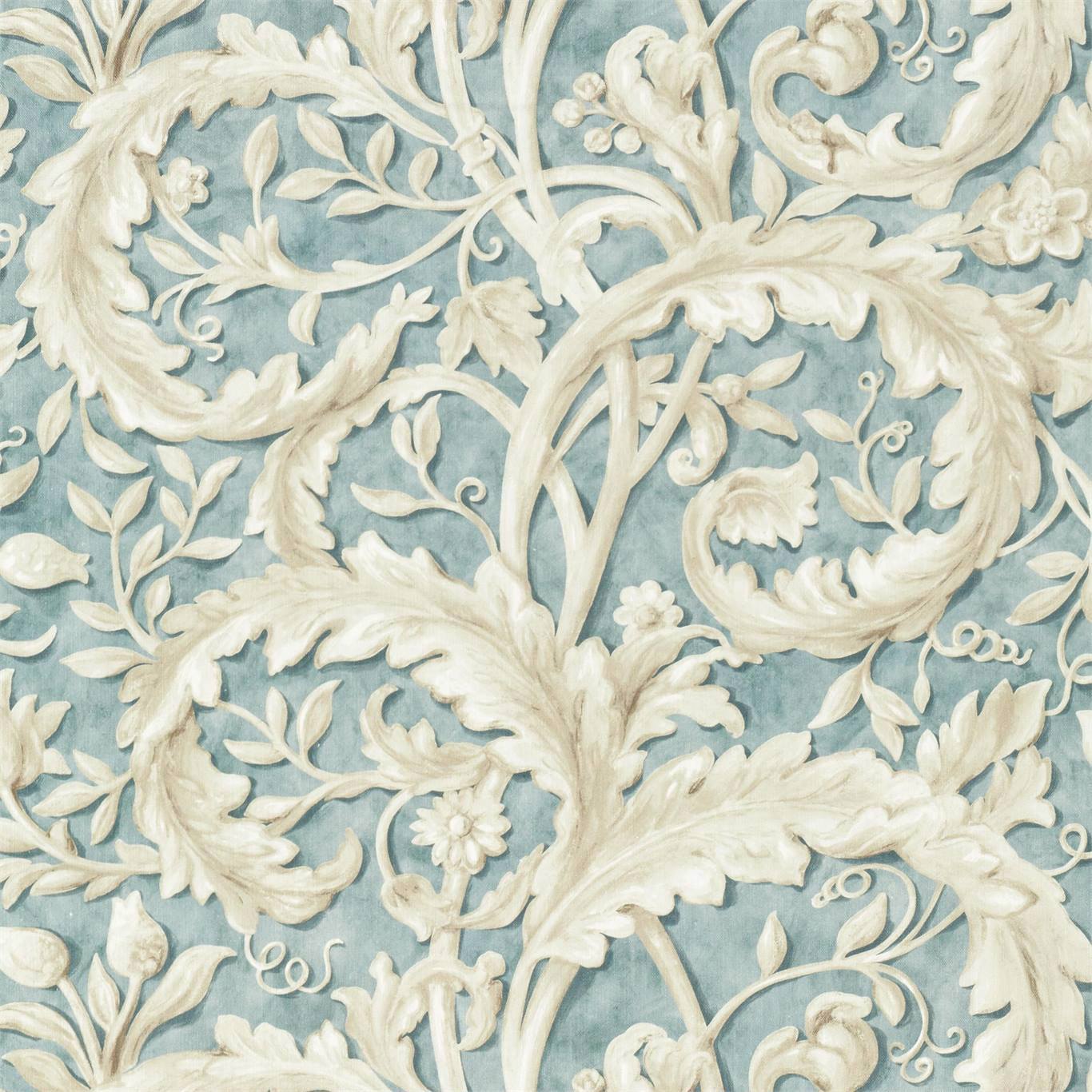 SANDERSON Tilia Lime Fabric Leaves , Trees Soft Teal - DNTF226751