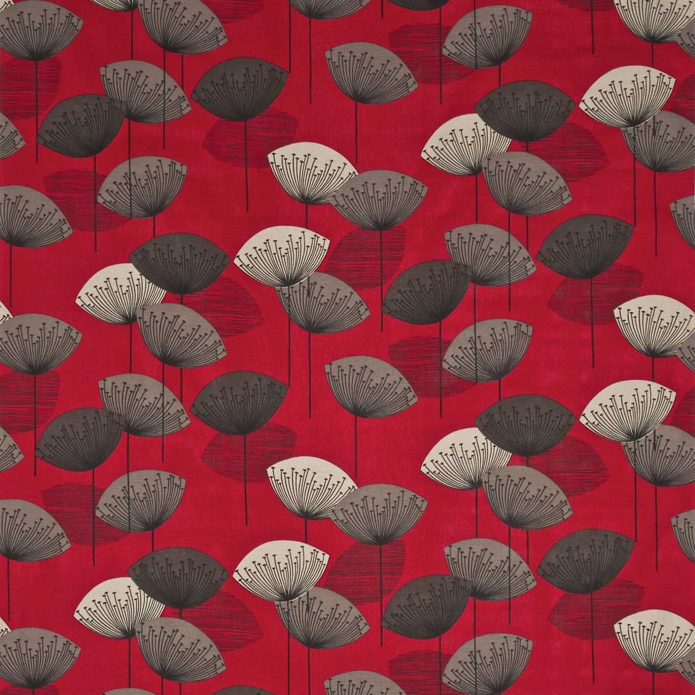 SANDERSON Dandelion Clocks Fabric Contemporary, Floral Red - DOPNDA201