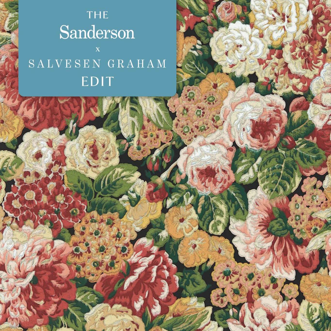 SANDERSON Rose and Peony Wallpaper Classic Floral Amanpuri Red,Devon Green Surface- Printed Wallpaper - DOSW217028