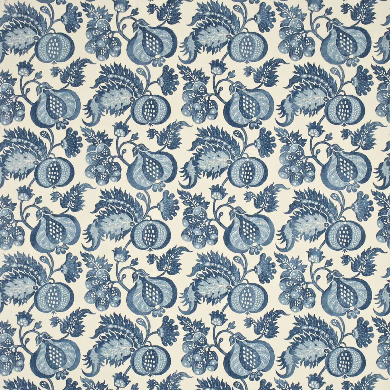 SANDERSON China Blue Fabric Leaves , Trees Indigo,Neutral - DPEMCH204